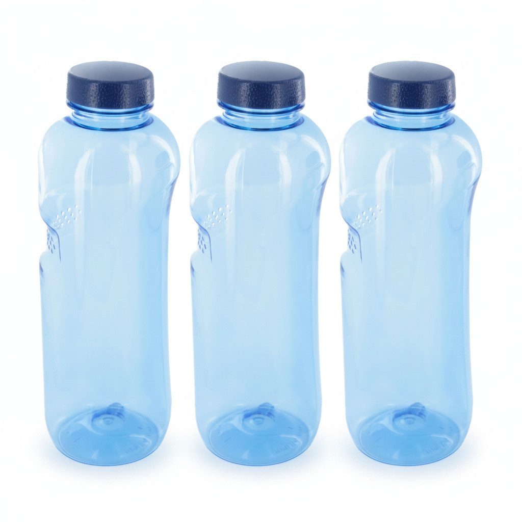 Greiner Trinkflasche, 3 x 1 L Wasserflasche Tritan ohne Bisphenol-A (BPA frei)