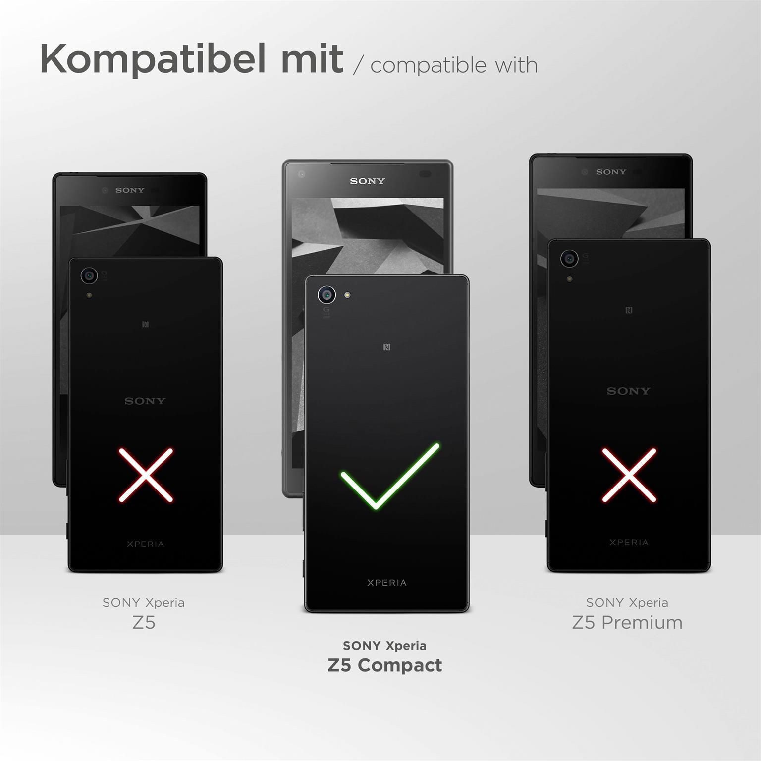 moex Handyhülle für Sony Xperia Z5 Compact Hülle Klappbar Book Case Schwarz 4,6 Zoll, Klapphülle Kartenfach Flip Cover Handytasche Leder Optik Schutzhülle