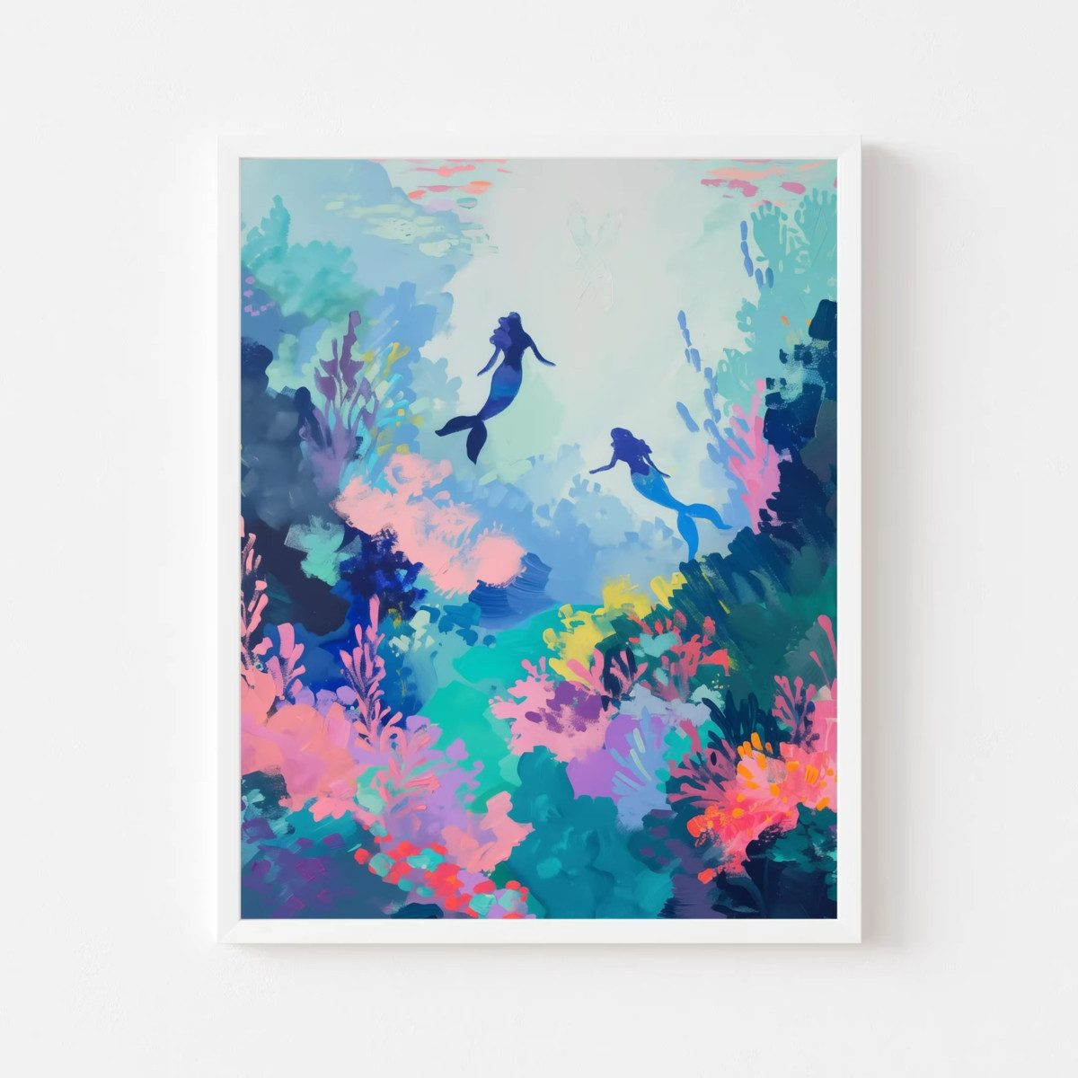 TPFLiving Kunstdruck (OHNE RAHMEN) Poster - Leinwand - Wandbild, Zauberhaftes Pastell-Wandbild, Märchenwelt, Leinwandbild (Leinwandbild XXL), Farben: Blau, Rosa, Gelb, Weiß, Lila, Orange -Größe: 20x30cm