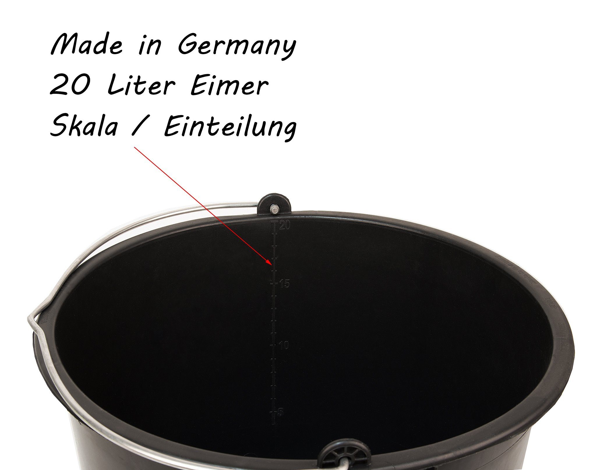 BigDean Mörtelkübel Baueimer 20 (1-tlg) Metallhenkel Literskala Zementeimer mit Mörtele, L & Eimer