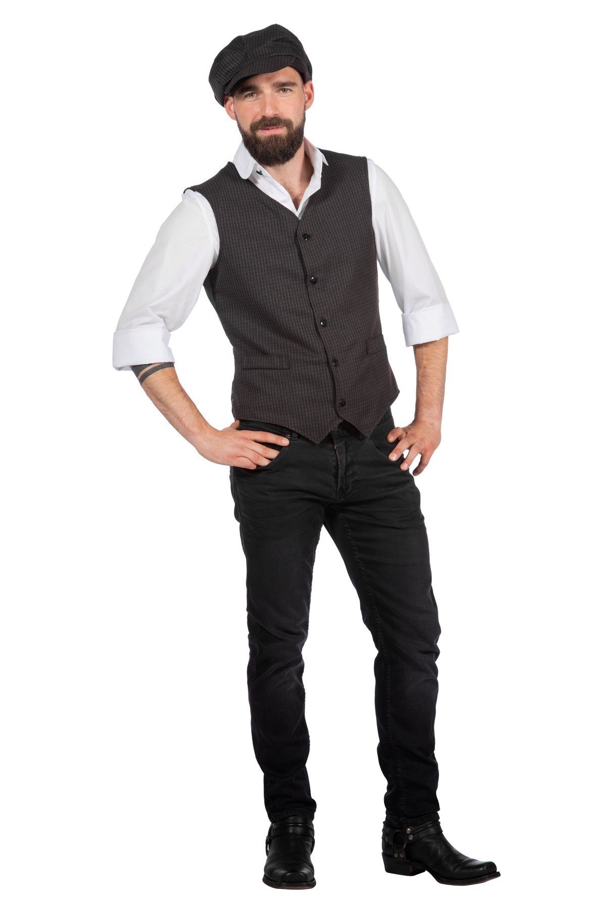 Metamorph Kostüm 20er Jahre Weste mit Mütze, Authentisches 20er Outfit im Stil einer bekannten Fernsehserie