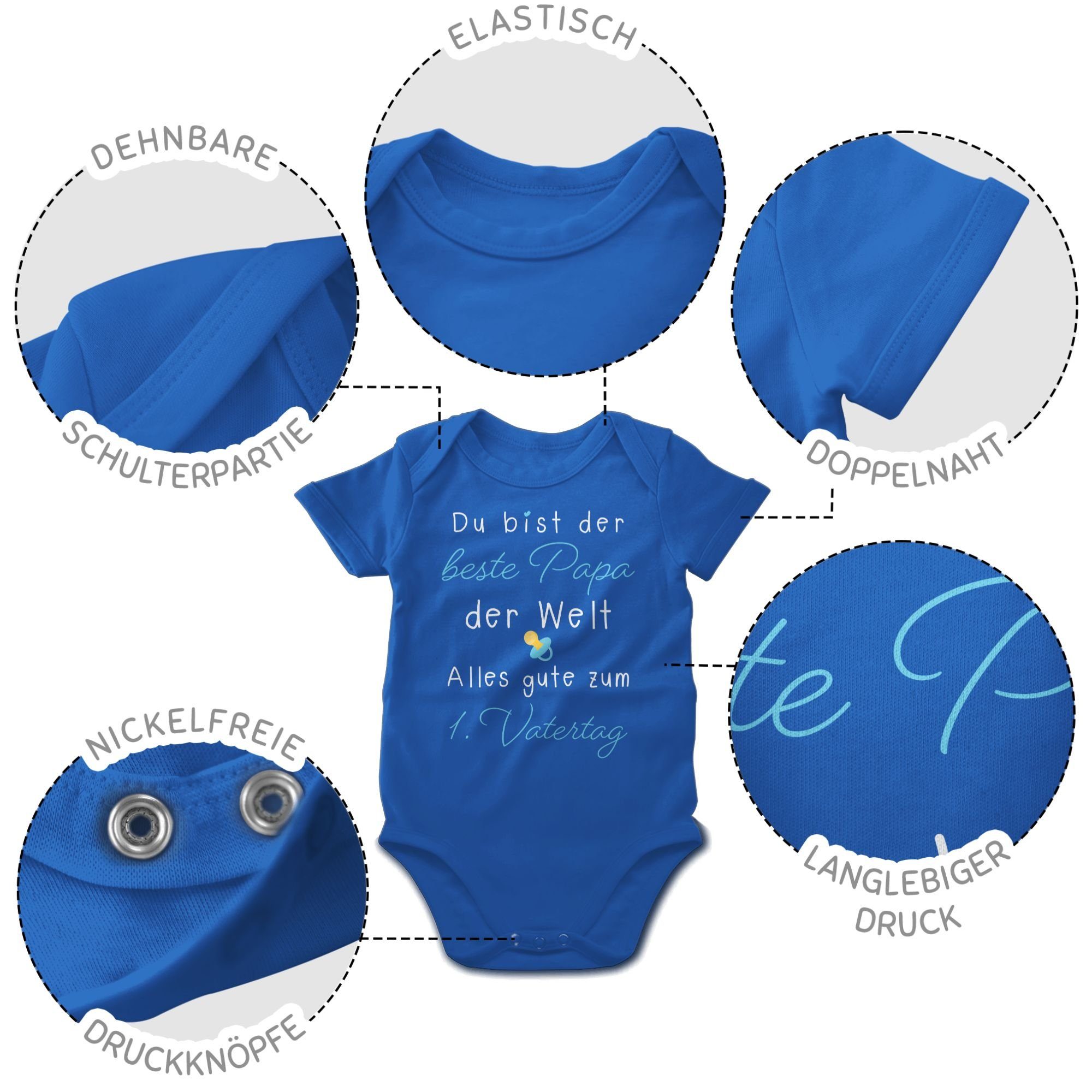 Shirtracer Shirtbody 1. Vatertag - der Baby Papa Welt Geschenk Du 1 beste Vatertag der Royalblau bist