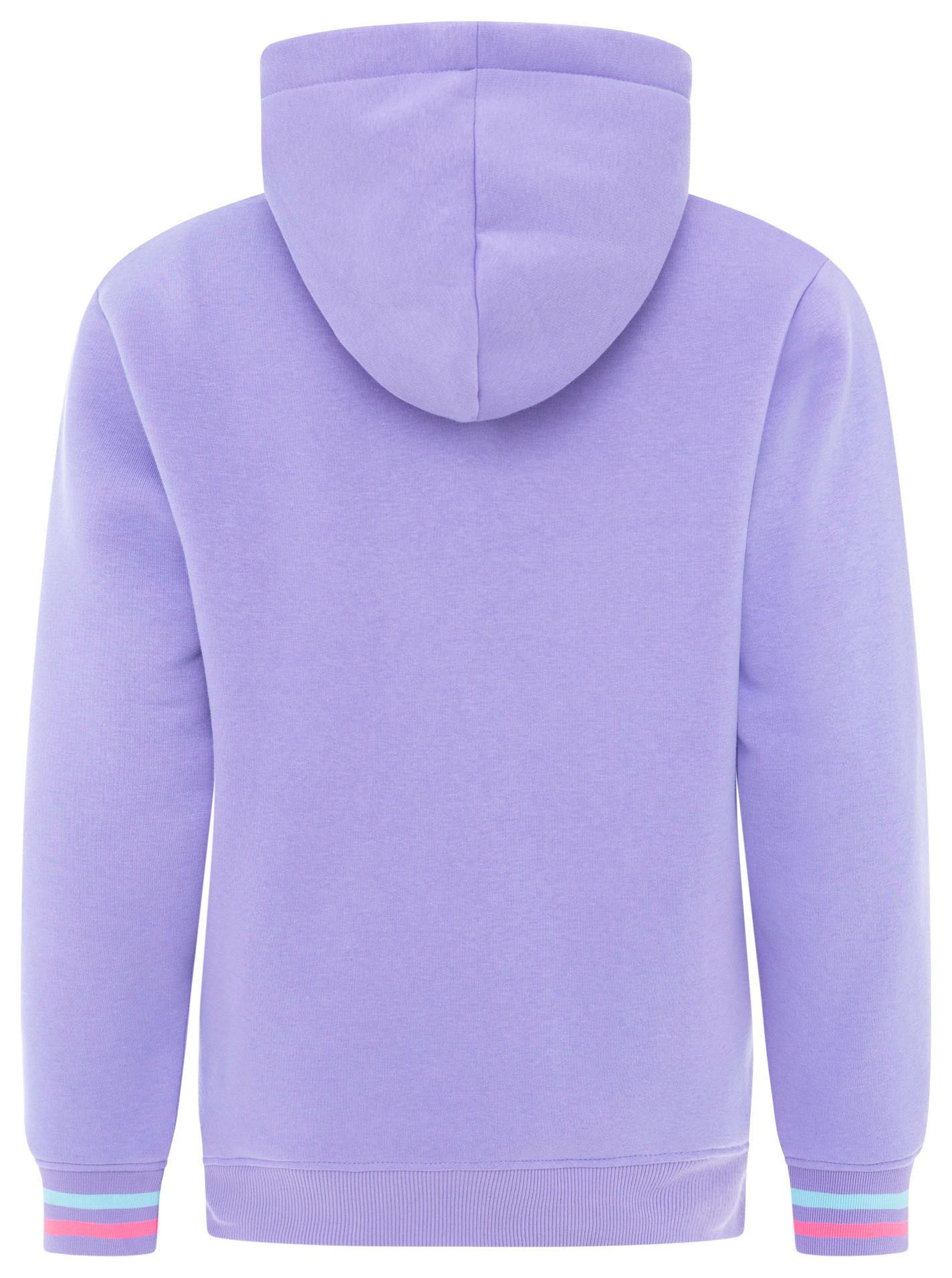Zwillingsherz Hoodie "Be Happy!" gestreifte Bündchen, Aufdruck auf Brust, Kapuze, Kängurutasche – Bild 4 von 5
