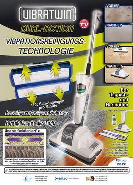 Best Direct® Hartbodenreiniger VibraTwin® Spar Set, 40,00 W, beutellos, Elektrischer Bodenwischer - Poliermaschine mit vibrierenden Matten