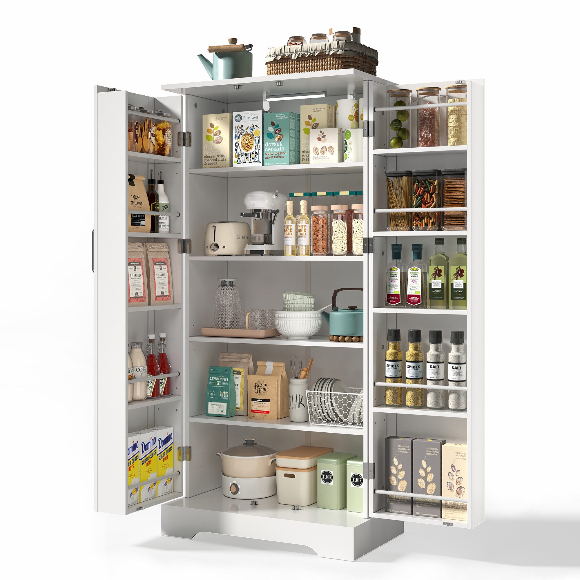 Yorbay Mehrzweckschrank Küchenschrank, weiß, Gr. 60 cm x 128 cm x 35 cm