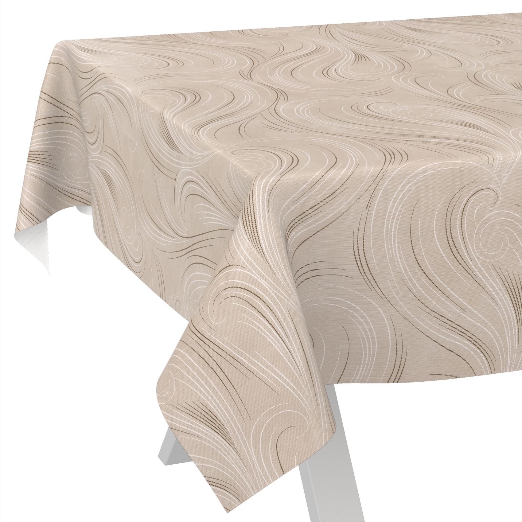 ANRO Tischdecke Wachstuch abwaschbar Abstrakt Tischwäsche (Einzelstück 1-tlg), wasserabweisend pflegeleicht Organisch Beige 100x140cm