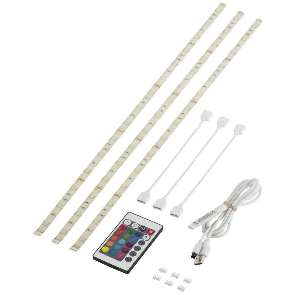 Sygonix LED Stripe LED-Streifen-Komplettset mit USB-Anschluss SY-5225288, kürzbar, selbstklebend, mit Fernbedienung