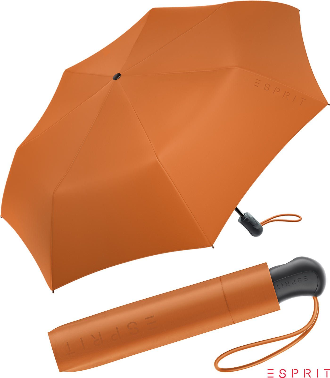 Esprit Taschenregenschirm Damen Easymatic Light Auf-Zu Automatik HW 2022 - burnt orange, stabil, praktisch, in den neuen Trendfarben