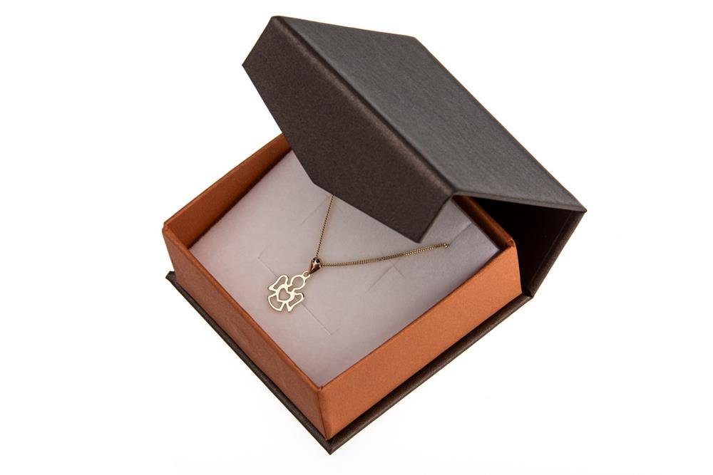Silberkettenstore Schmuckset Panzerkette 1mm mit Anhänger "Engel" - 585 Gold, Länge wählbar