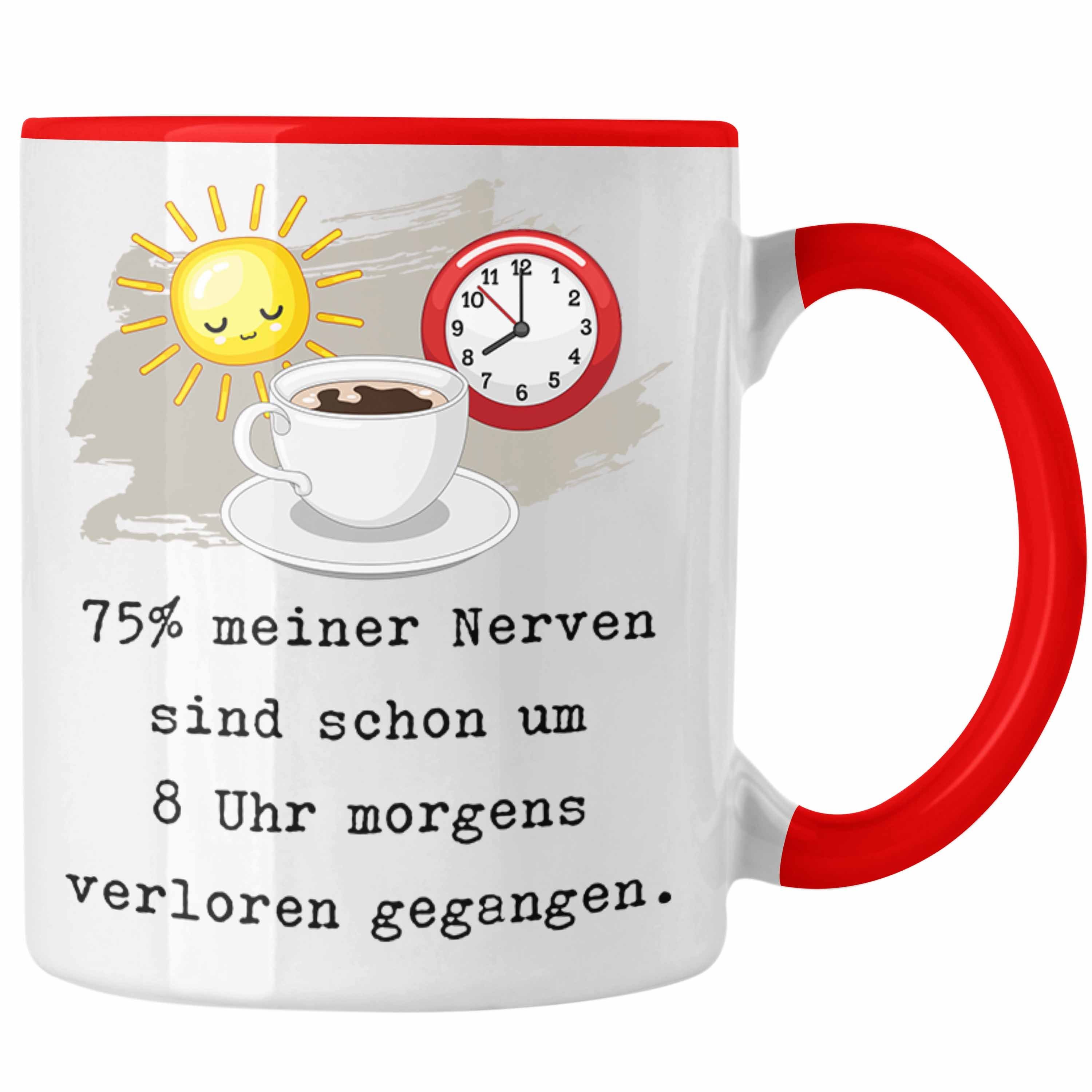 Trendation Tasse Morgenmuffel Tasse Geschenk Genervt Sprüche Kollegin Geschenkidee Arbe Rot