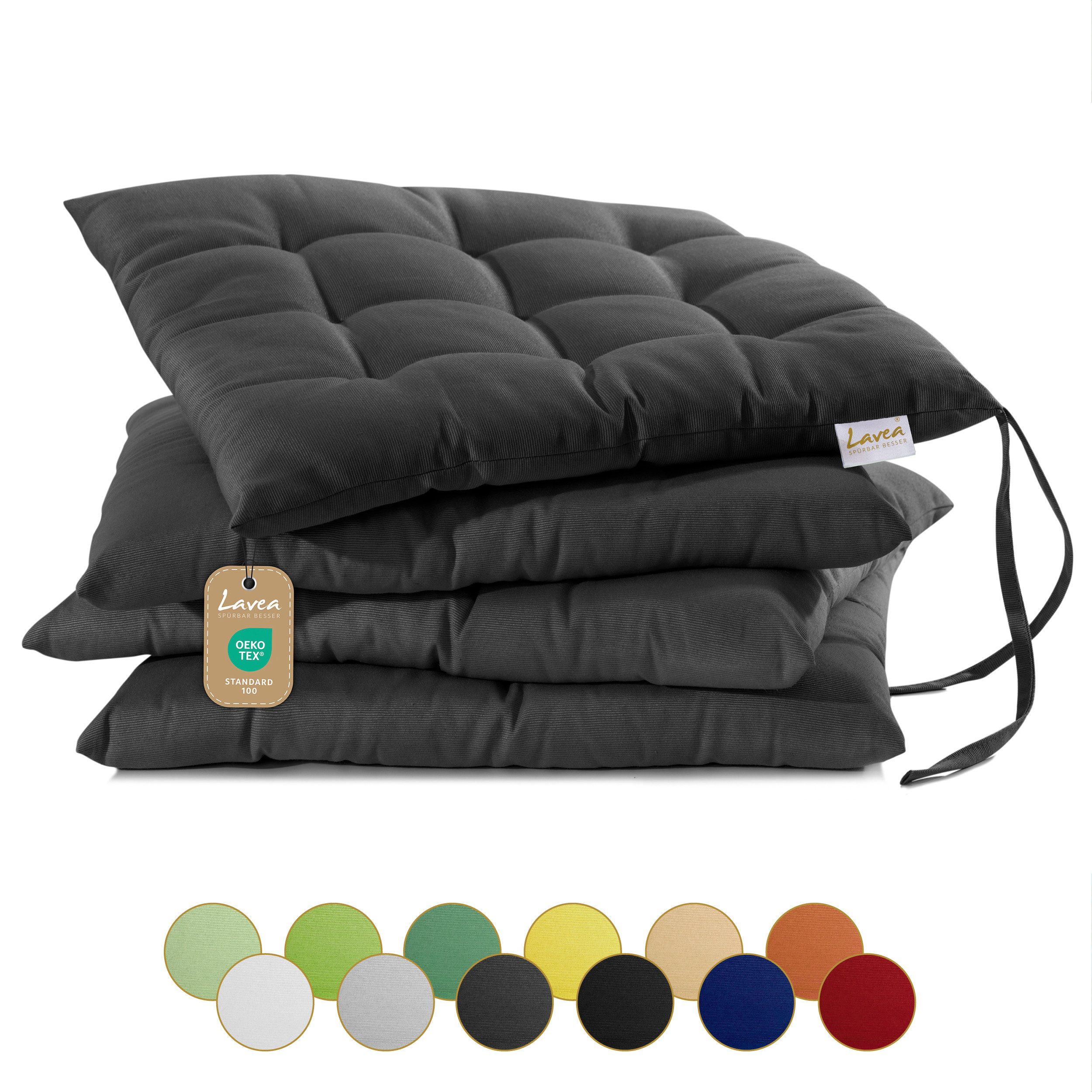 Lavea Подушка для стула MONACO, Подушки 4er Set – 40x40 cm, mit Stoffbändern, Outdoor & Indoor