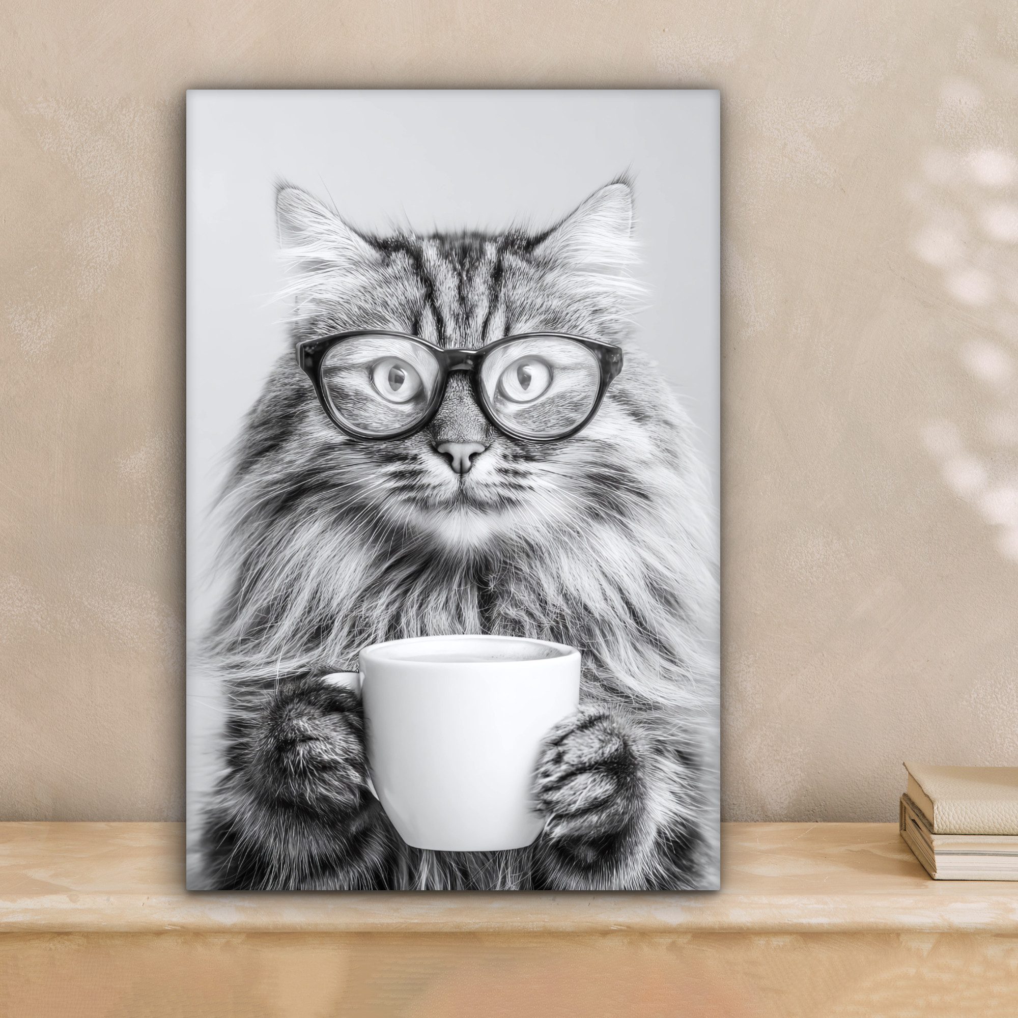 OneMillionCanvasses® Leinwandbild Katze - Brille - günstig online kaufen