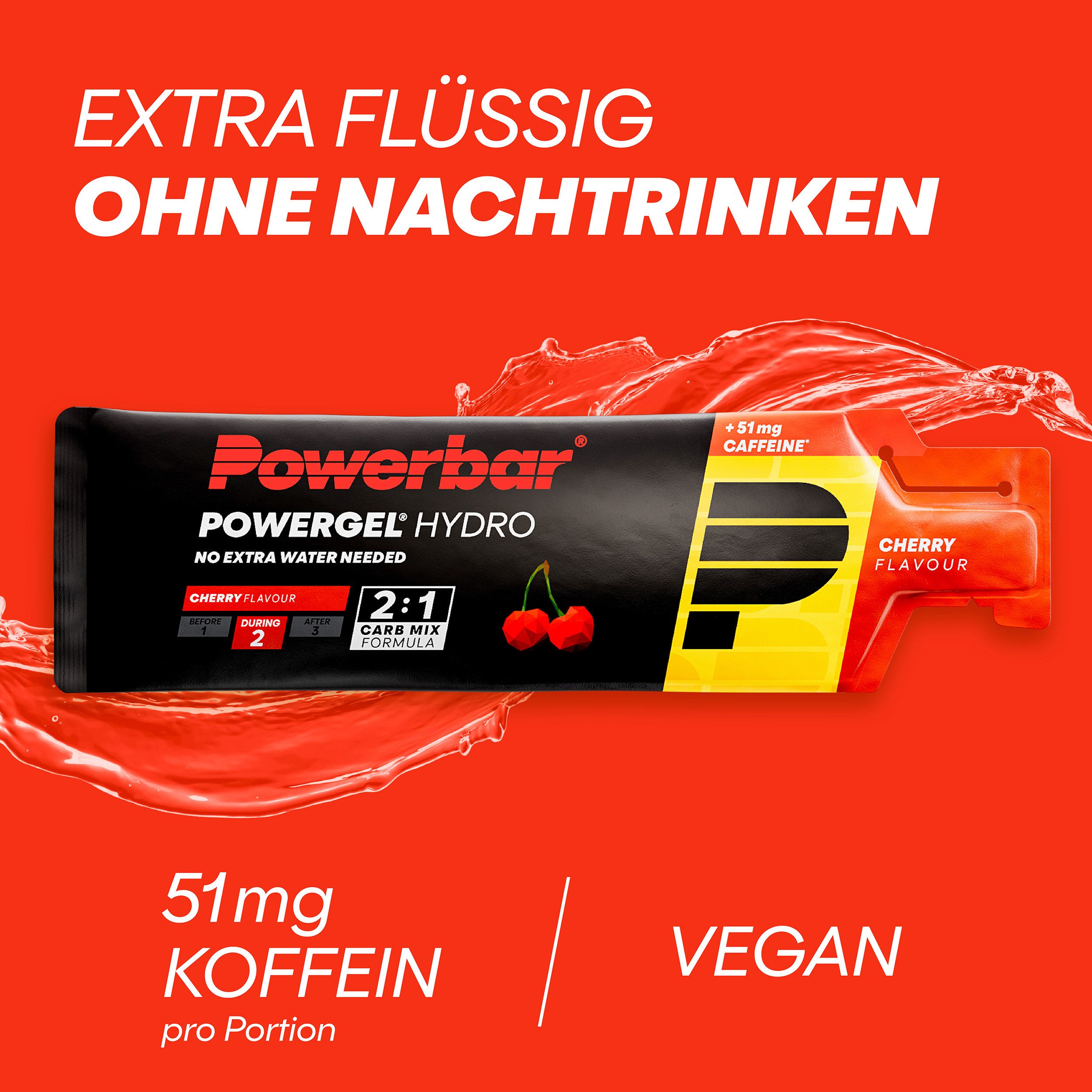 PowerBar PowerGel Hydro Cherry High Carb Energie Gel Natrium Koffein 24 x 67 ml Gel, Packung à 24 St., 1.608 ml