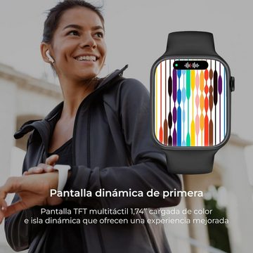 Ksix Urban 4 Anrufen und Benachrichtigungen Mini Smartwatch (1,74 Zoll, Android / iOS), Mit den besten und erstaunlichsten Funktionen, attraktivem Design