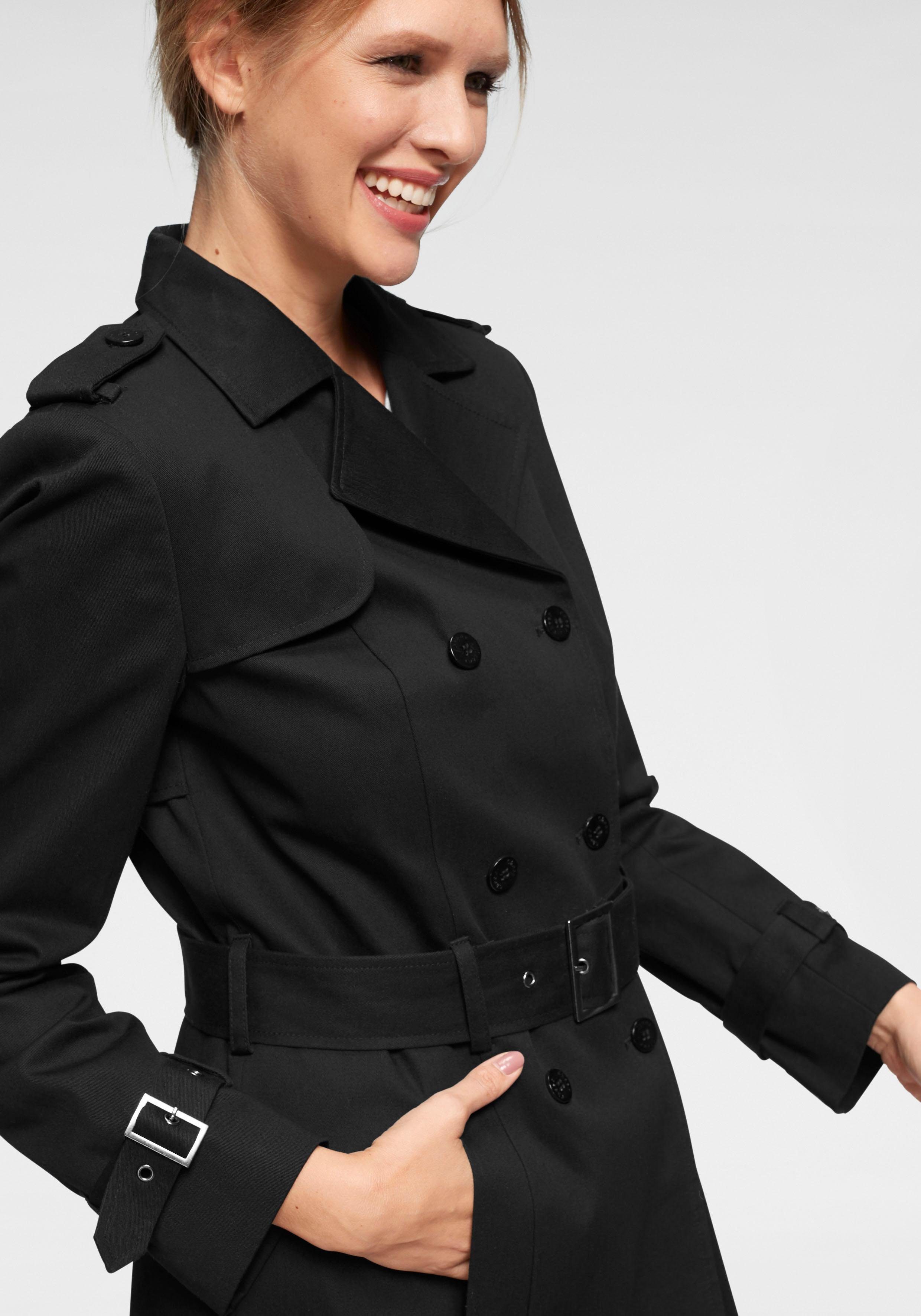 Aniston CASUAL Trenchcoat schwarz Gürtel zum mit Regulieren