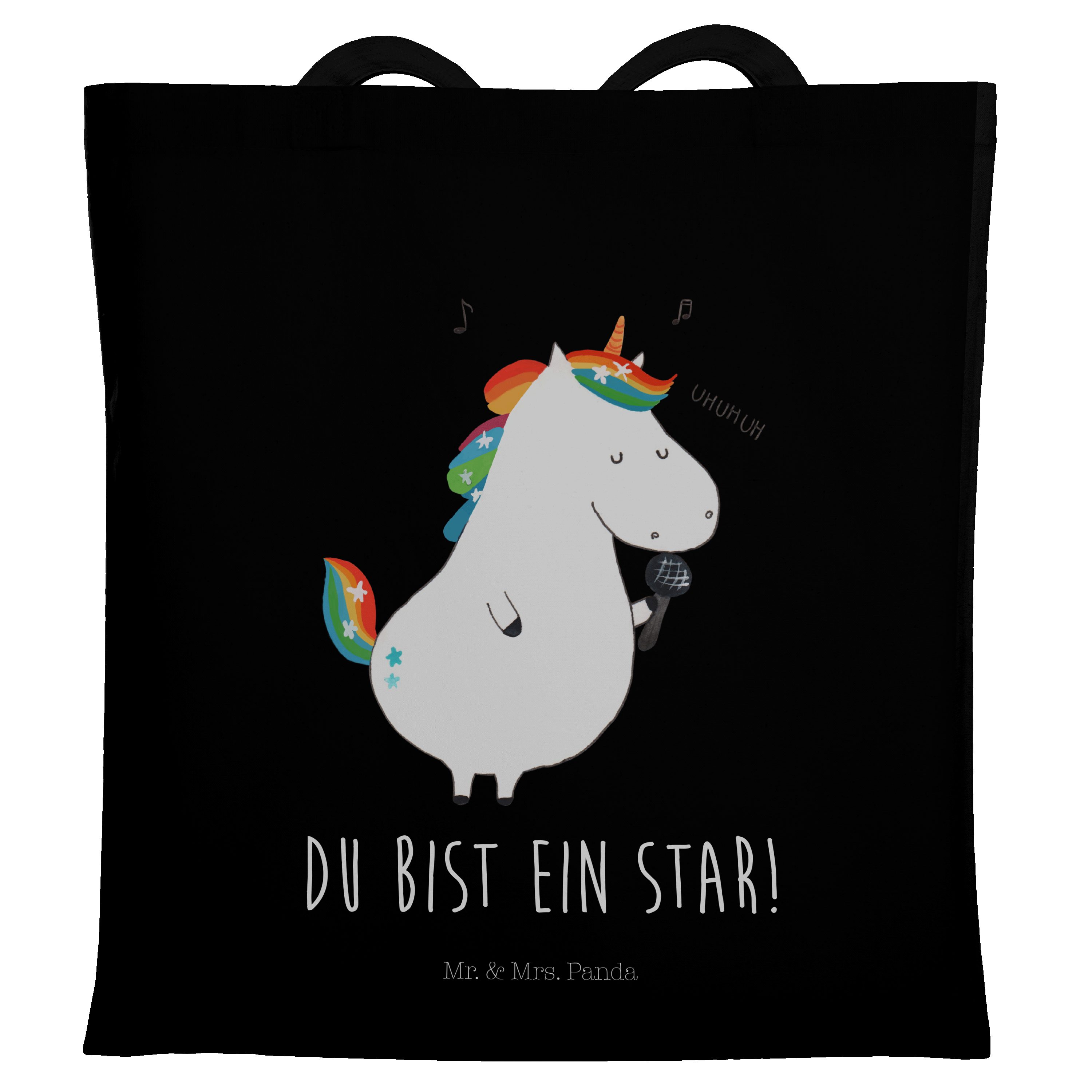 Mr. & Einkaufstasche, Unicorn, Tragetasche Sänger - (1-tlg) Einhorn Geschenk, - Jutebeu Panda Schwarz Mrs