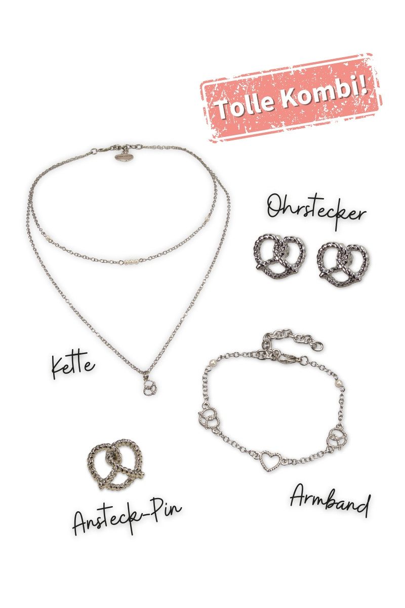 Alpenflüstern Dirndlschürze Ansteck-Pin - BREZE - gold, silber