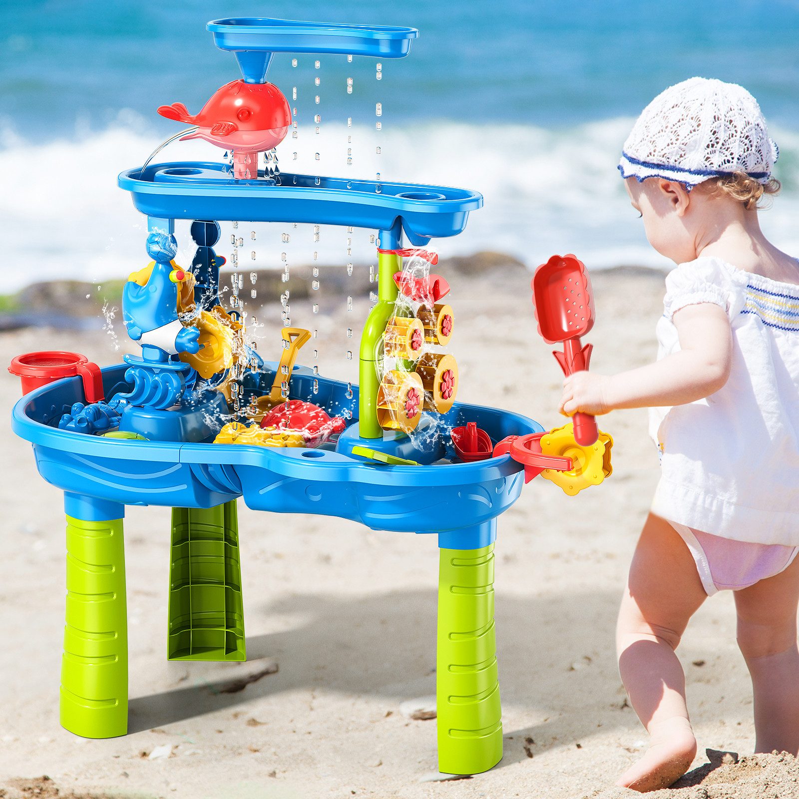 TEMI Wasserbahn 3-stufiger Sandwassertisch spielzeug Sand- günstig online kaufen