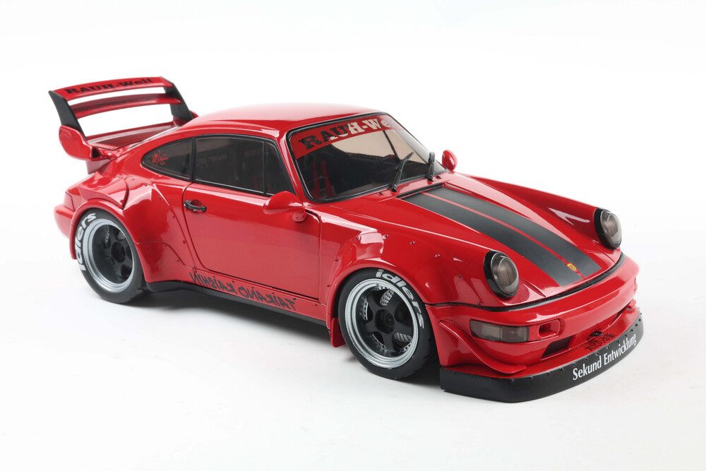 Solido Modellauto Porsche 964 RWB RAUH-Welt Taikano Kaishin Body Kit 2024 rot, Maßstab 1:18