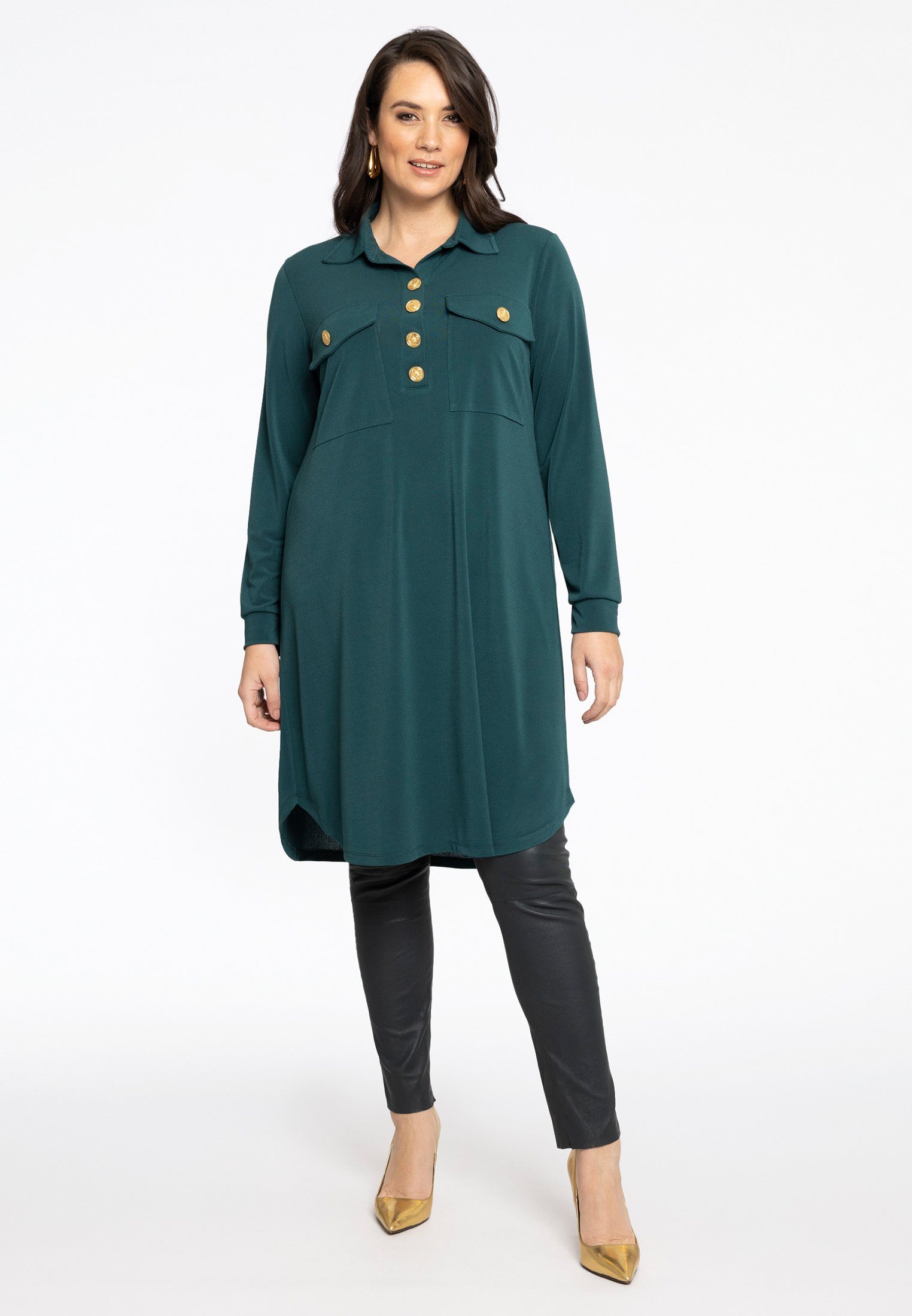 YOEK A-Linien-Kleid Damen Kleid Große Größen mit langen Ärmeln