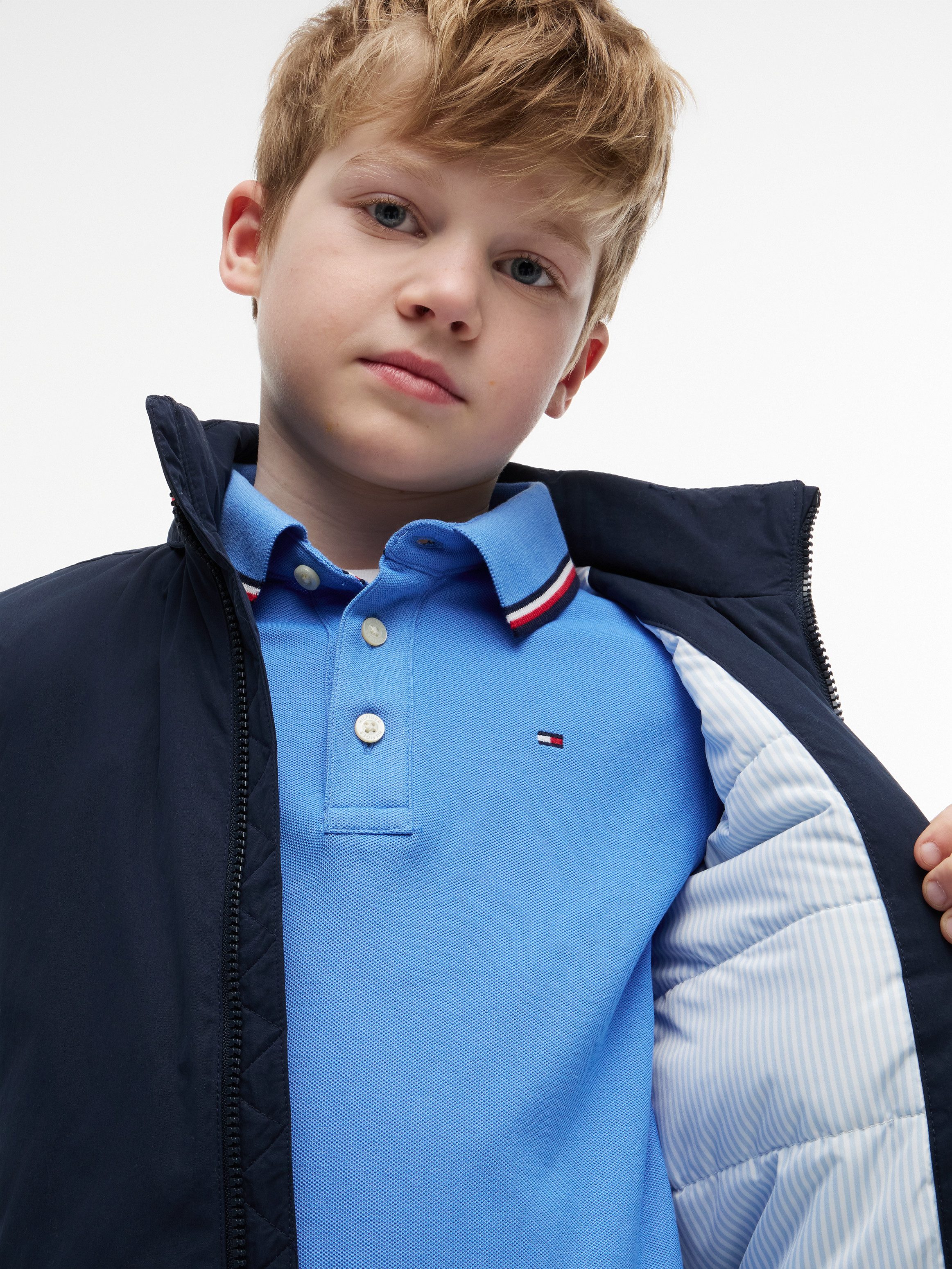 Tommy Hilfiger Blouson Kapuze im Kragen verstaubar, Regular Fit, Kinder bis 16 Jahre