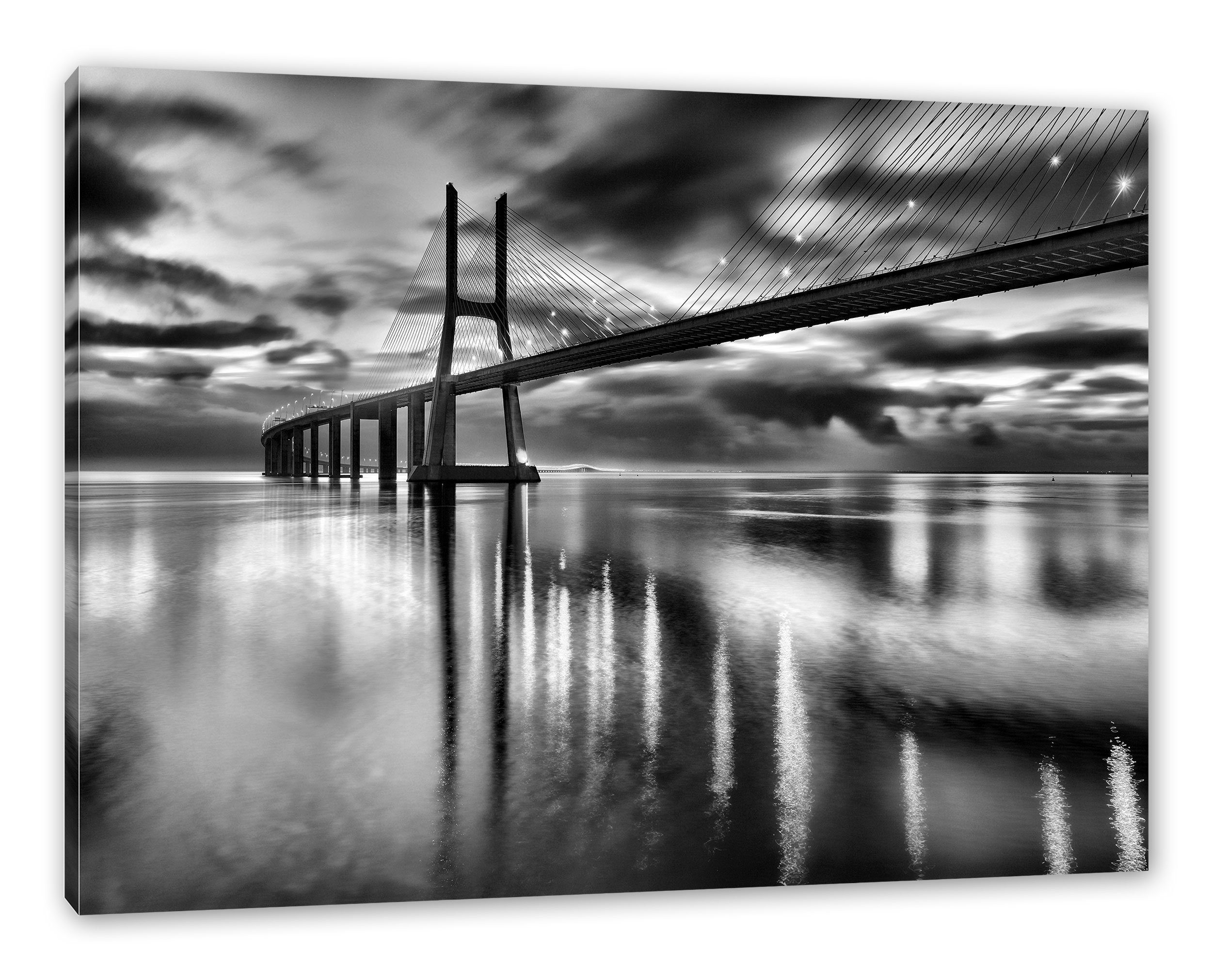 Pixxprint Leinwandbild Brücke Lissabon, Brücke Lissabon (1 St), Leinwandbild fertig bespannt, inkl. Zackenaufhänger