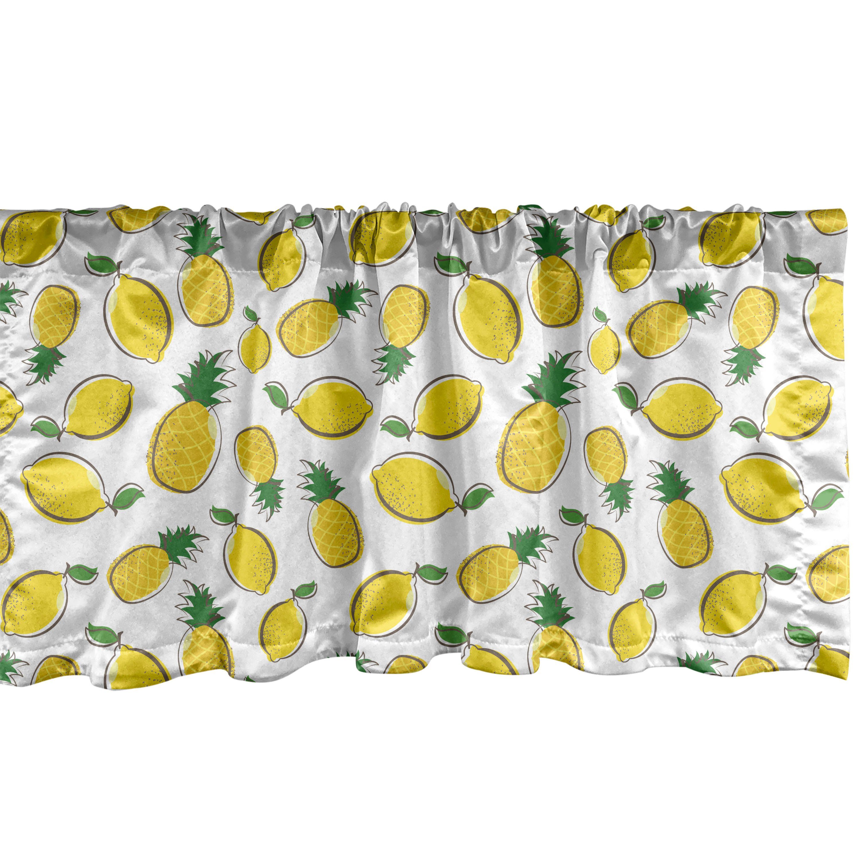 Scheibengardine Vorhang Volant für Küche Schlafzimmer Dekor mit Stangentasche, Abakuhaus, Microfaser, Zitronen Frische Früchte Sommer Theme
