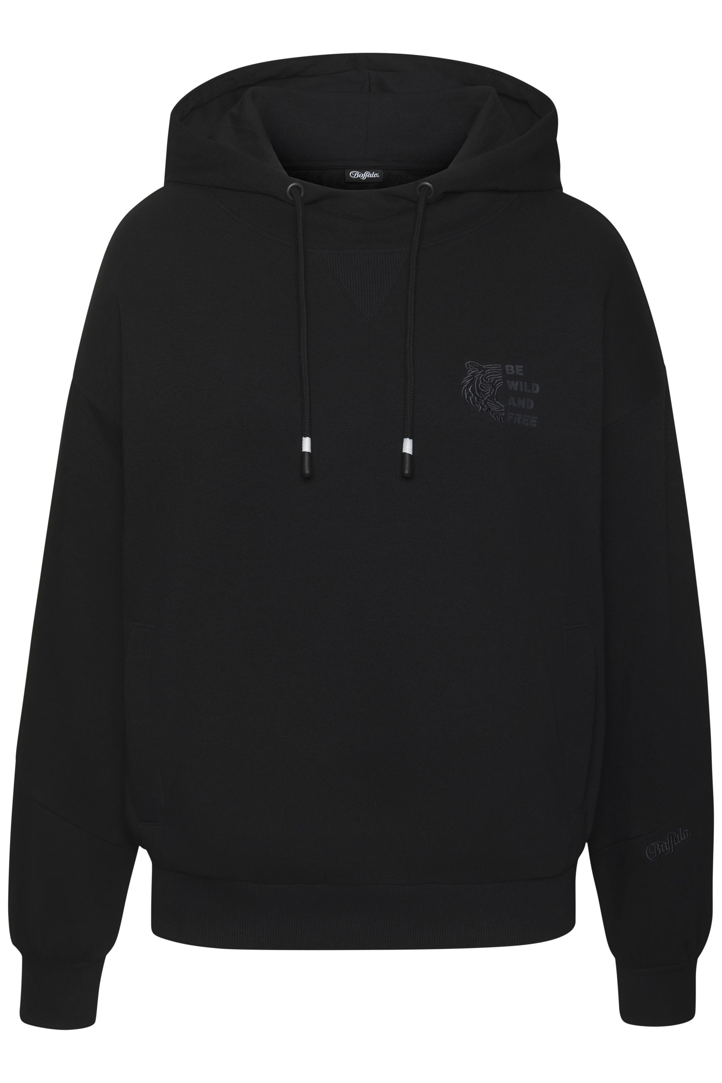 Buffalo Kapuzenpullover, mit Kontraststickerei und seitliche Taschen günstig online kaufen