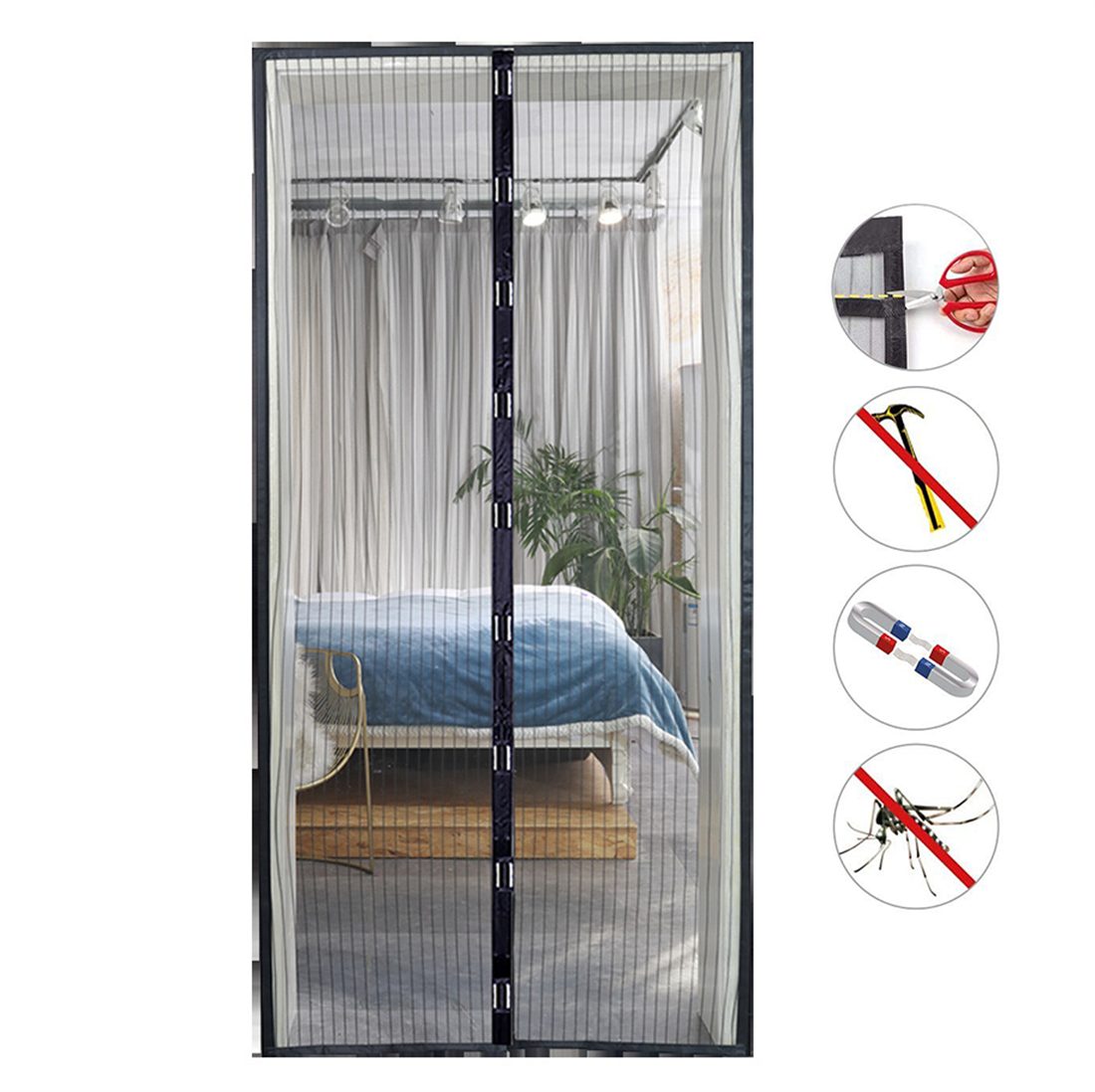 YOOdy~ Insektenschutz-Tür Fliegengitter Tür Einfache Installation Insektenschutz ohne Bohren Schwarz