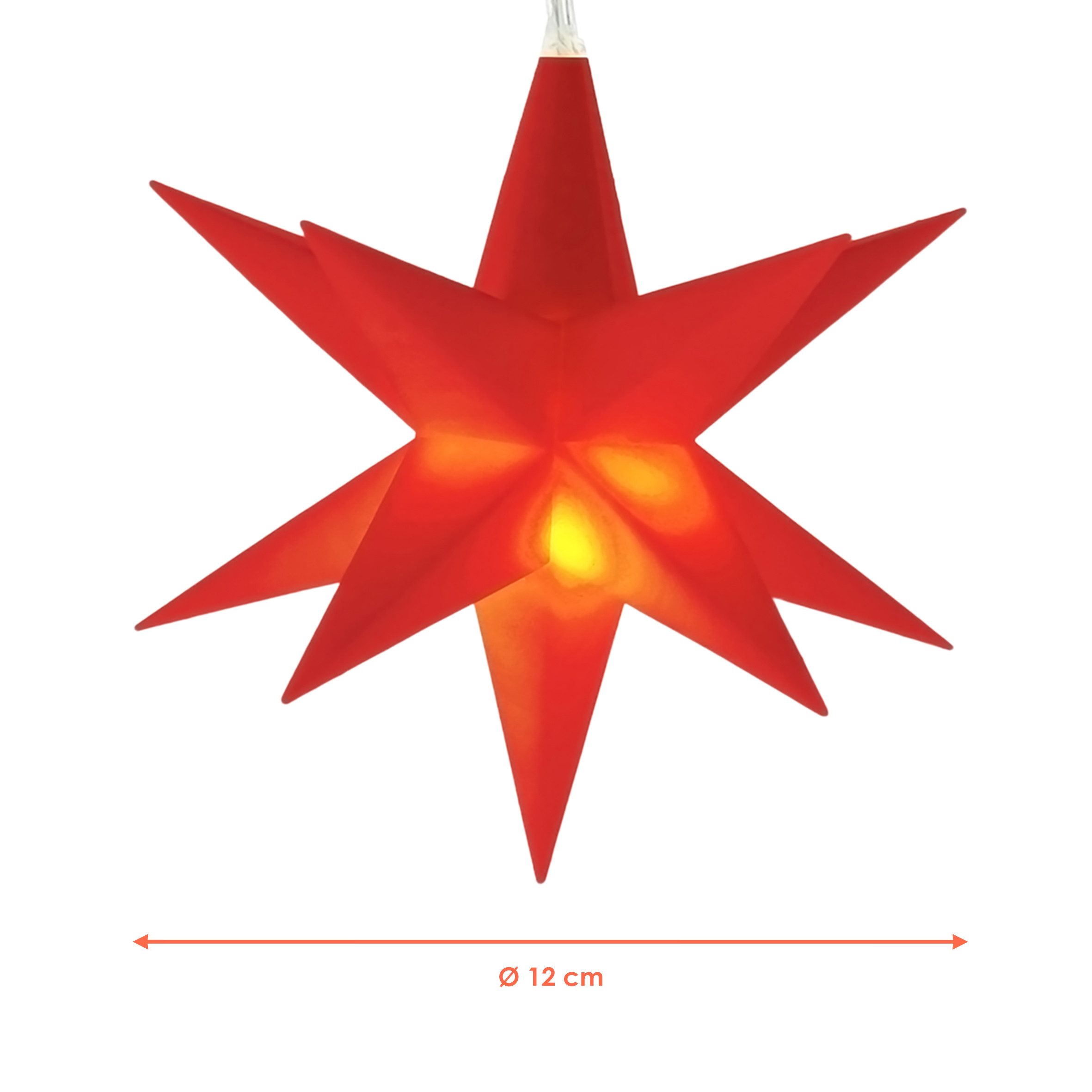 Spetebo Dekostern Weihnachts Leuchtstern 3D 12cm mit Timer - rot, 3 St., Fe günstig online kaufen