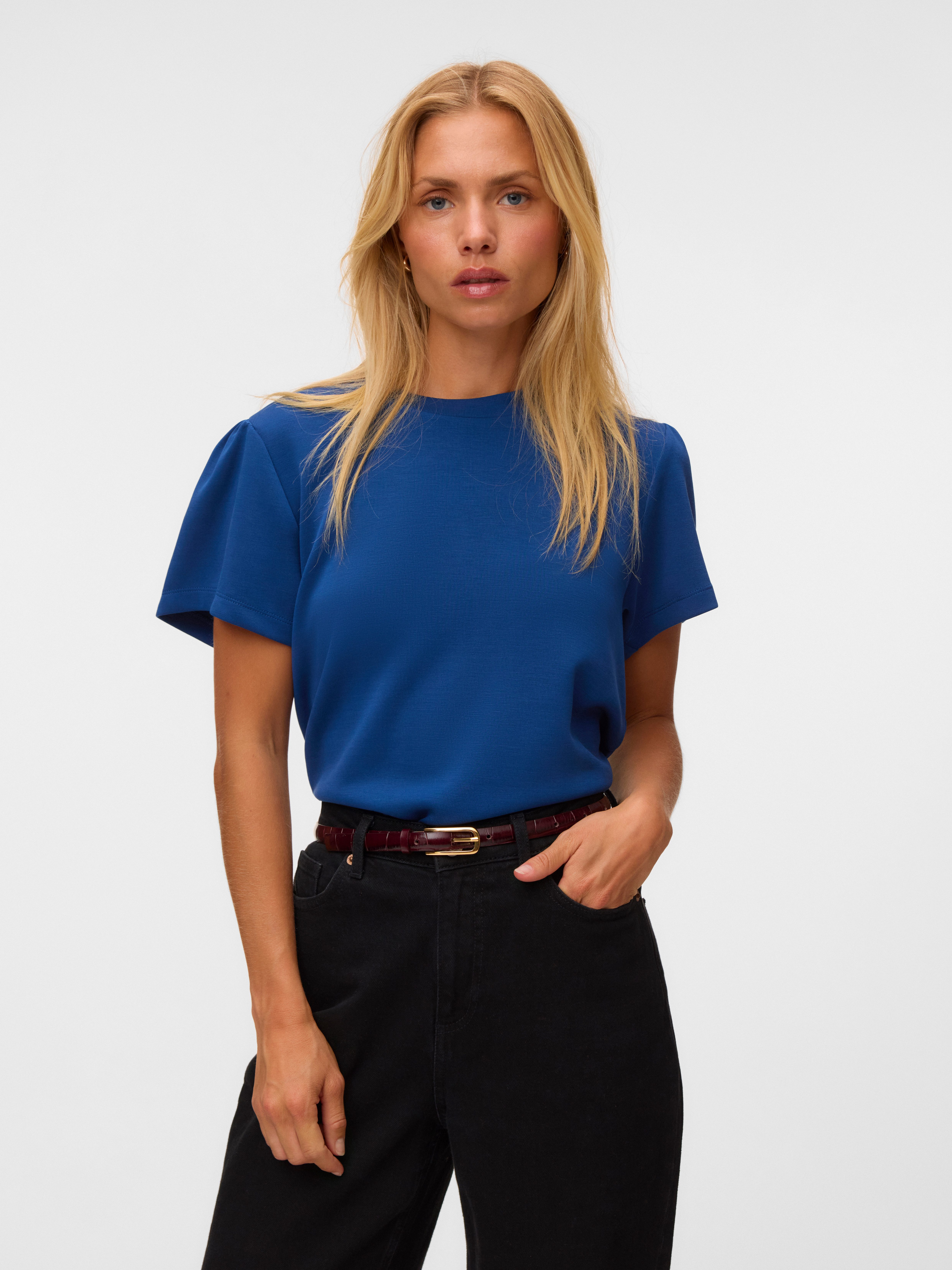 Vero Moda Kurzarmshirt VMELLA SS O-NCK TOP JRS Viskosemischung, regular fit