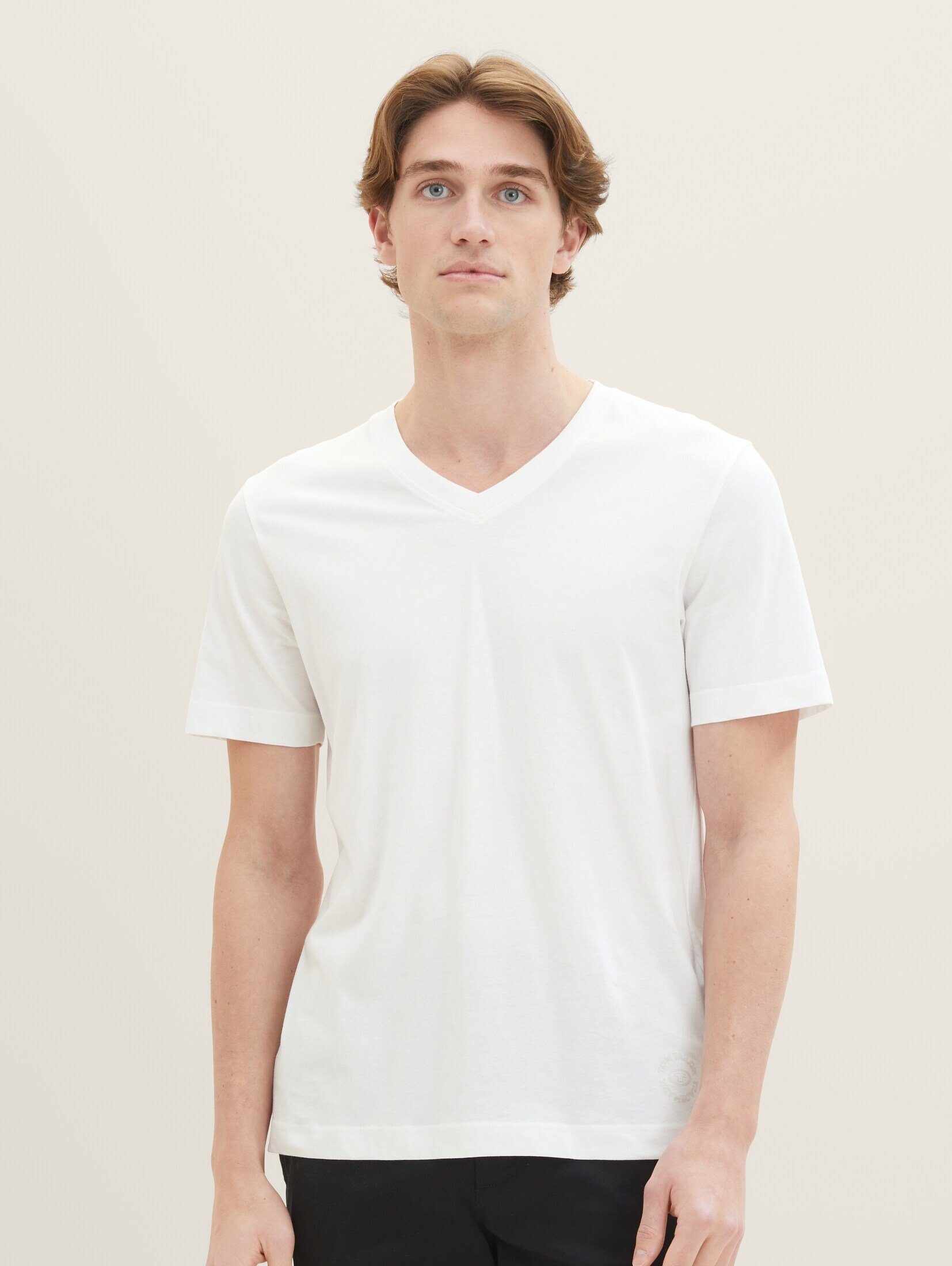 Tom Tailor Herren T-Shirt V-NECK im Doppelpack - Regular Fit günstig online kaufen