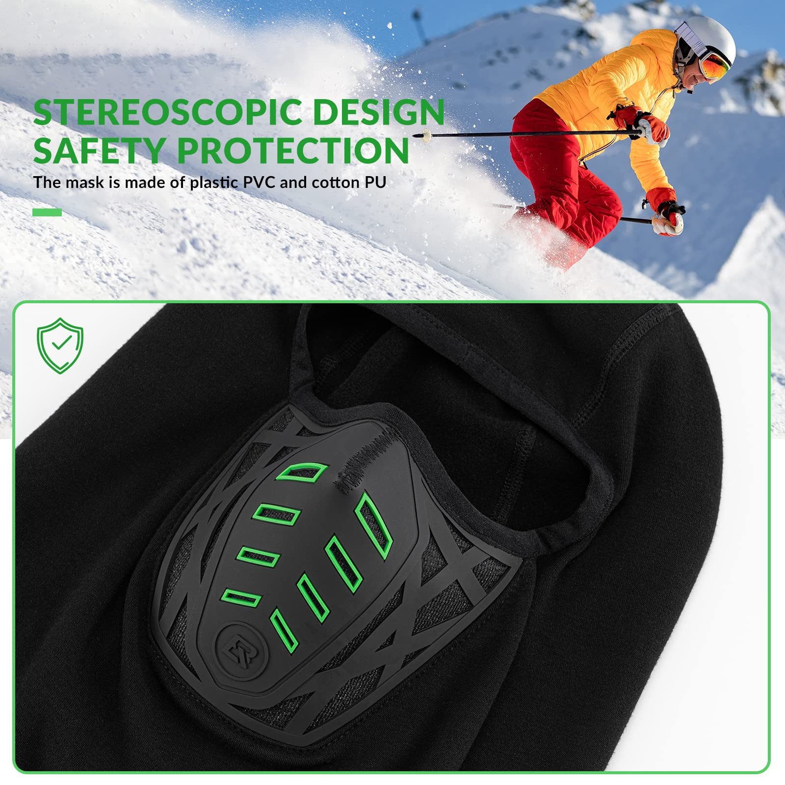 ROCKBROS Sturmhaube Winter Motorradmaske Skimaske Winddicht Balaclava für Outdoorsports Hohe Tragekomfort – Bild 4 von 5