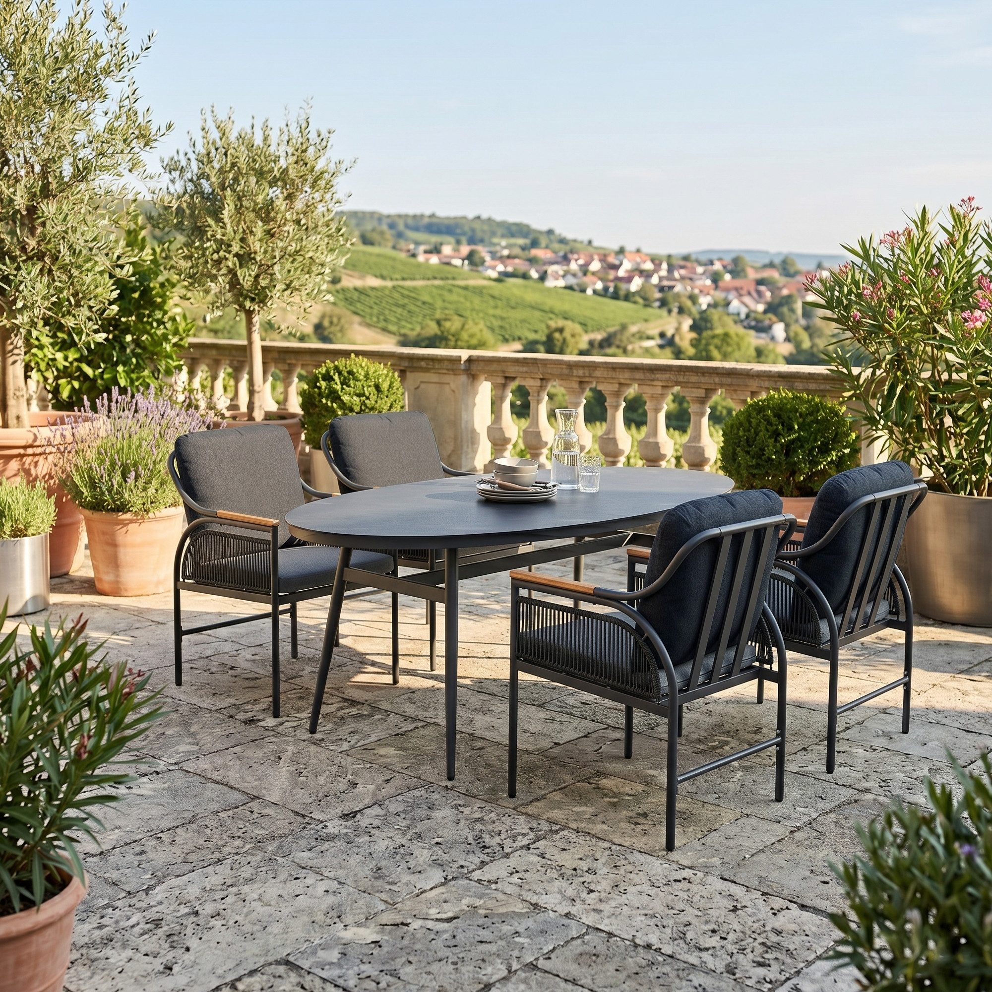 MANDALIKA Garden Garten-Essgruppe Dining Set VALENCIA – Italienischer Chic für deinen Outdoor-Bereich