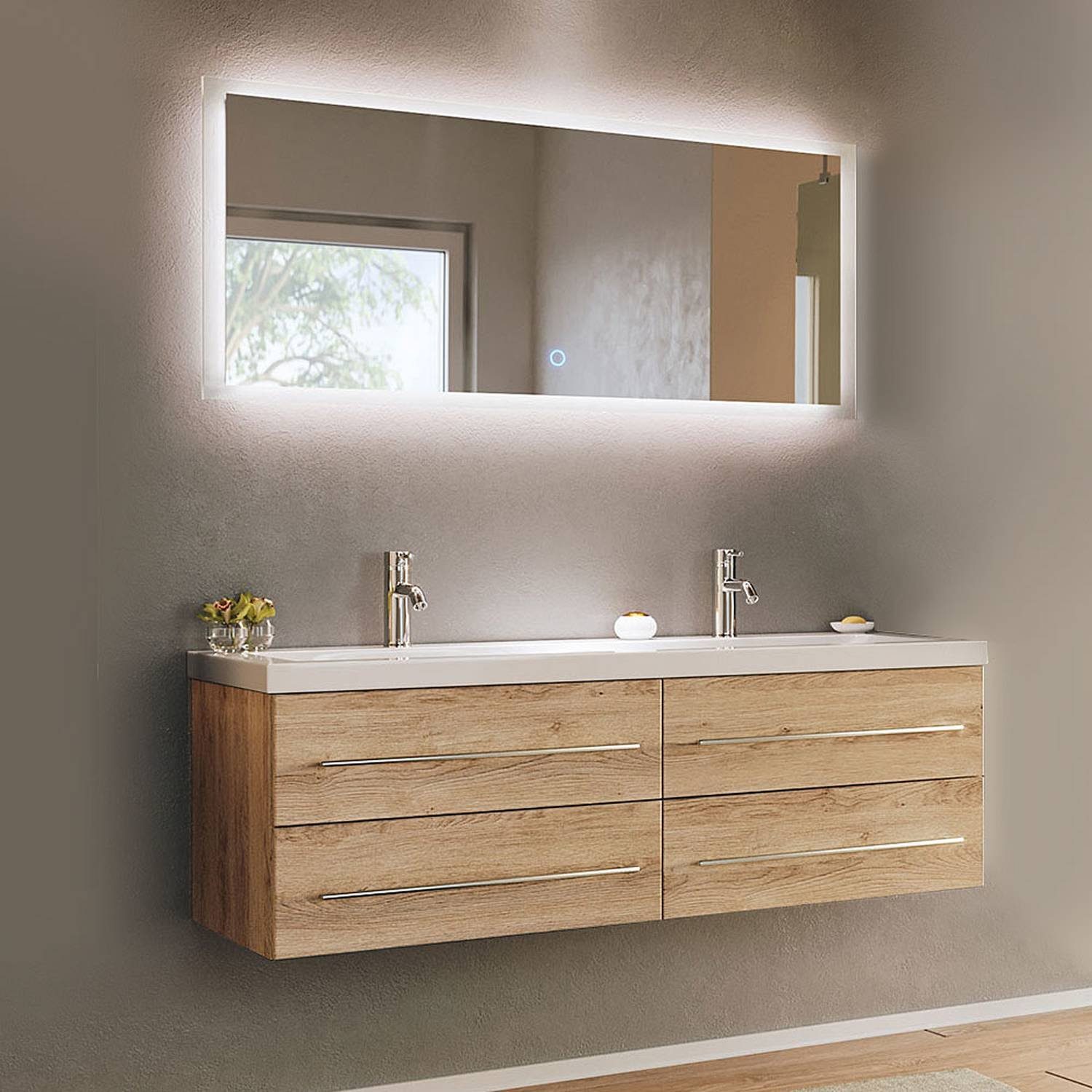 Lomadox Badmöbel-Set »MIRAMAR-02«, (Spar-Set, 3-tlg), Waschplatz Eiche