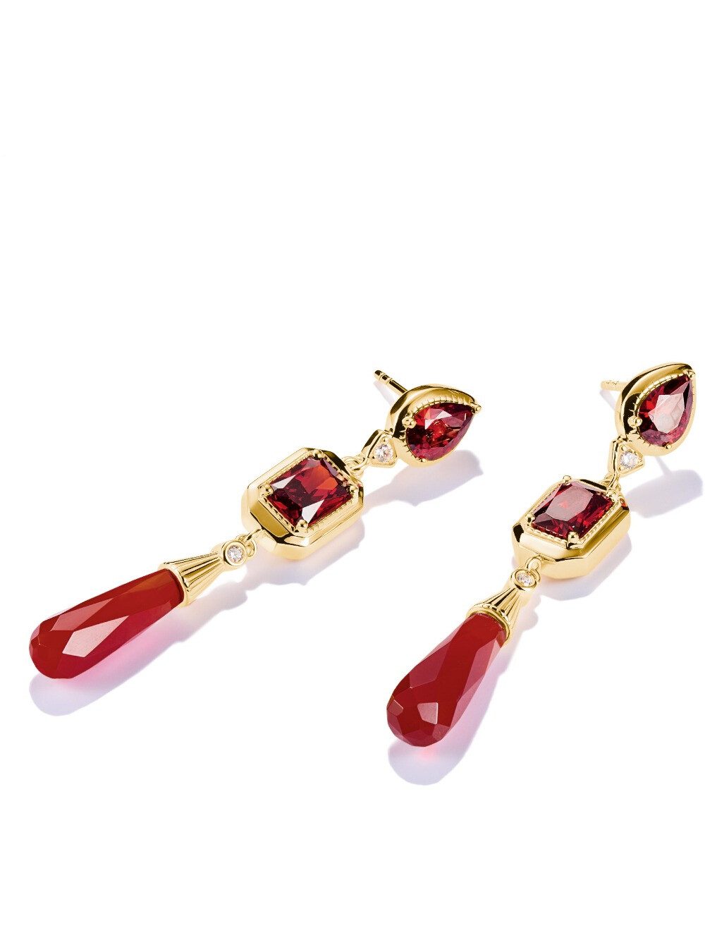 THOMAS SABO Ohrhänger-Set Thomas Sabo H2332-414-10 Ohrringe Rote Steine Elyndra vergoldet 50,0 m