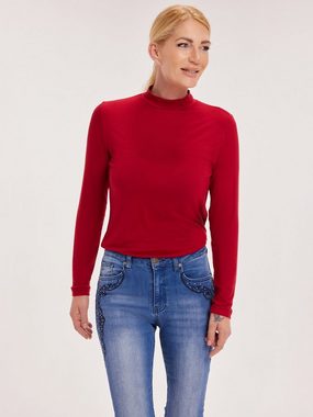 Sarah Kern Langarmshirt High-Neck-Shirt koerpernah mit Turtleneck