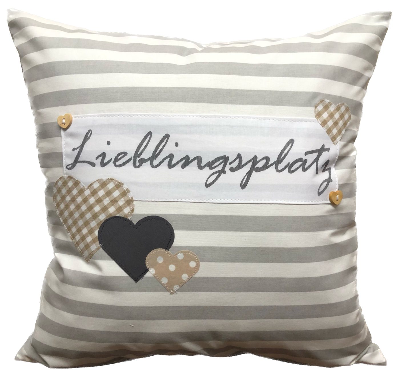Ammerkind Dekokissen Landhausstil Kissenhülle *Lieblingsplatz* grau/weiß günstig online kaufen