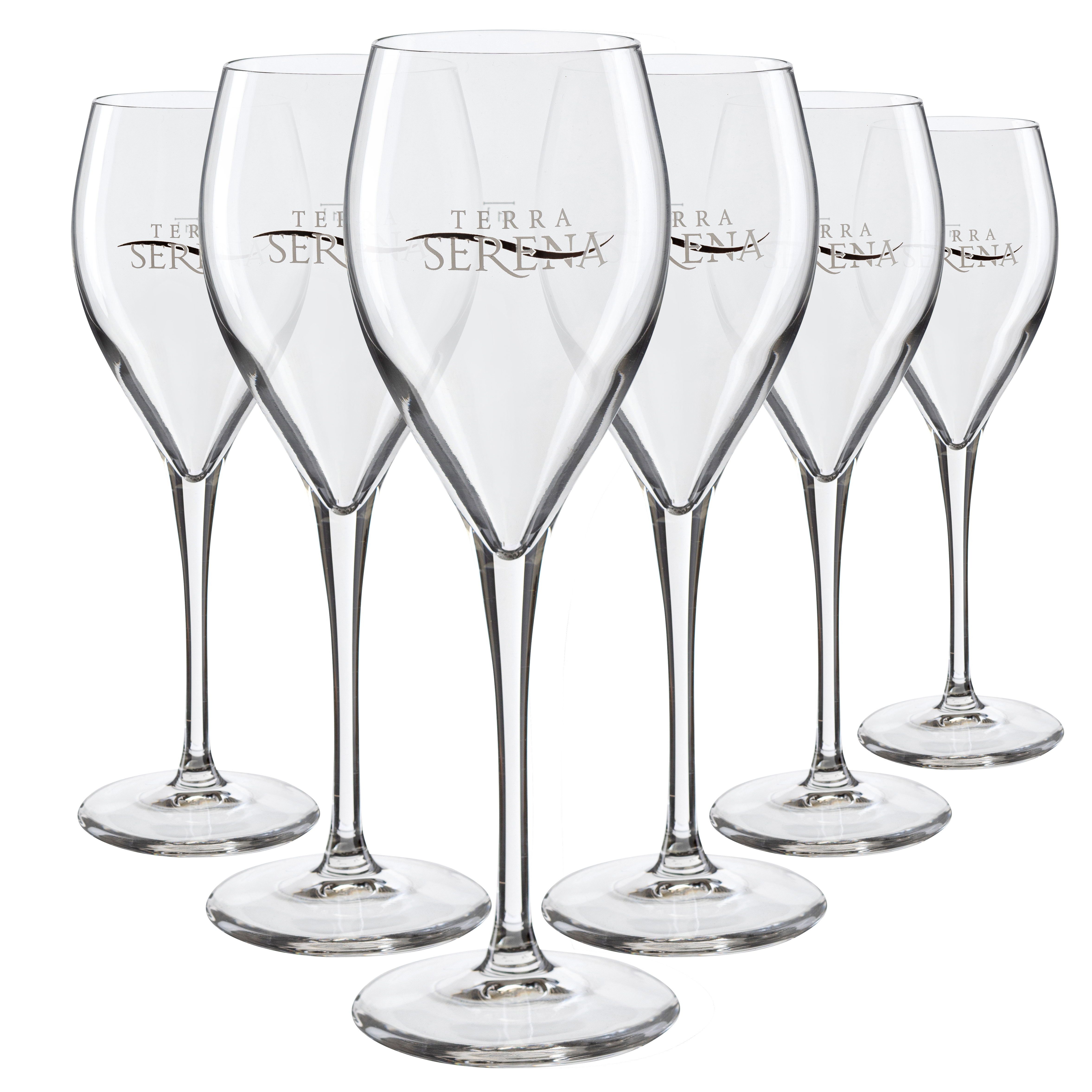 Terra Serena Champagnerglas Terra Serena LUCE Бокалы для шампанского 22cl, Geeichtes Sektglas 0,1l, edles Design