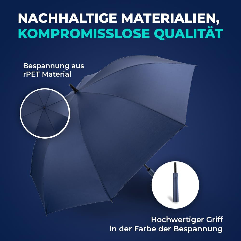 Langenberg Stockregenschirm LANGENBERG Regenschirm groß mit [Ø138 CM SPANNWEITE] Sturmfest, ☑ UNSERE EMPFEHLUNG
