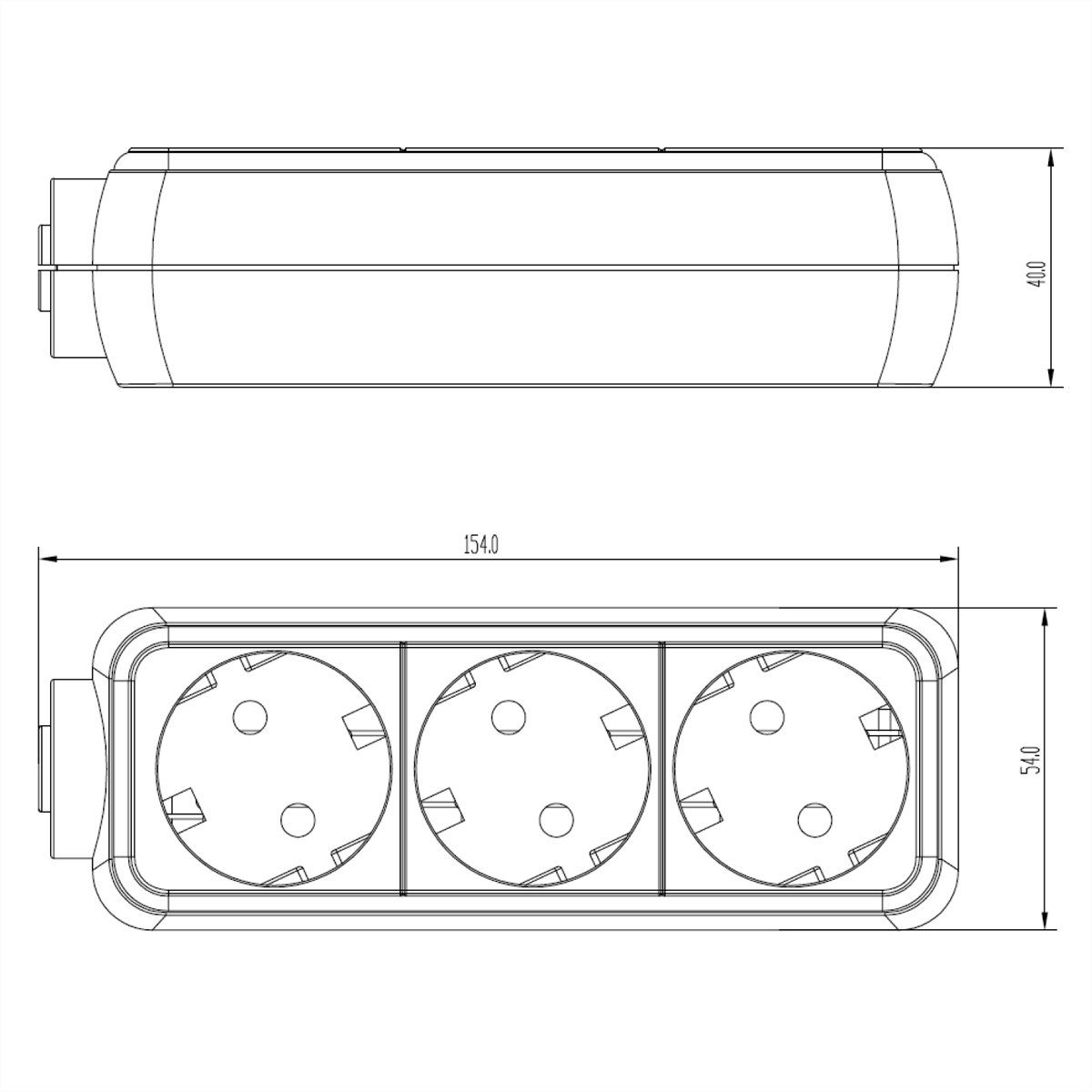 Bachmann SELLY Steckdosenleiste 3x Schutzkontakt Steckdosenleiste (Kabellänge 3 m), 387.271S