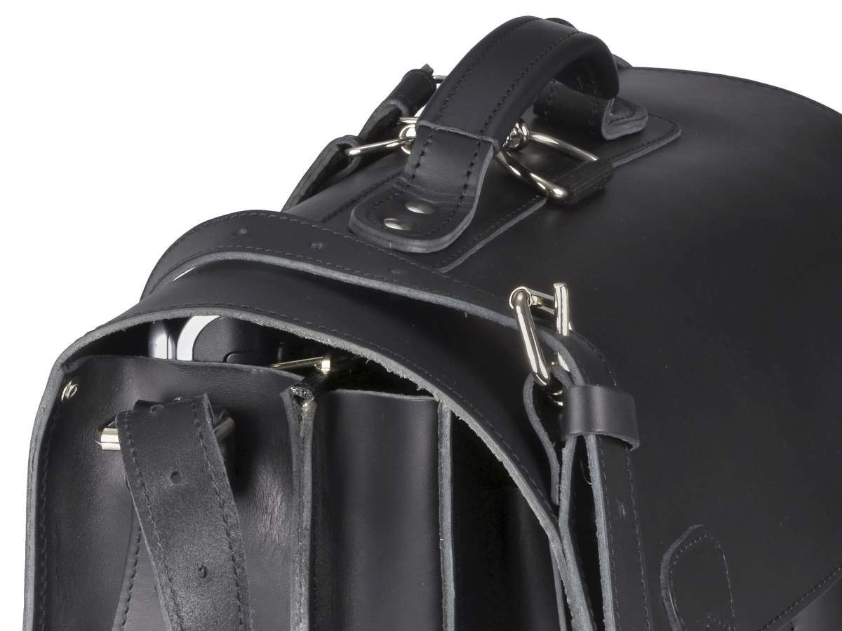 Leder cm 40 Satchel, Fächern, 2 Lehrertasche tragen, als schwarz Ruitertassen Classic mit zu Rucksack auch Aktentasche