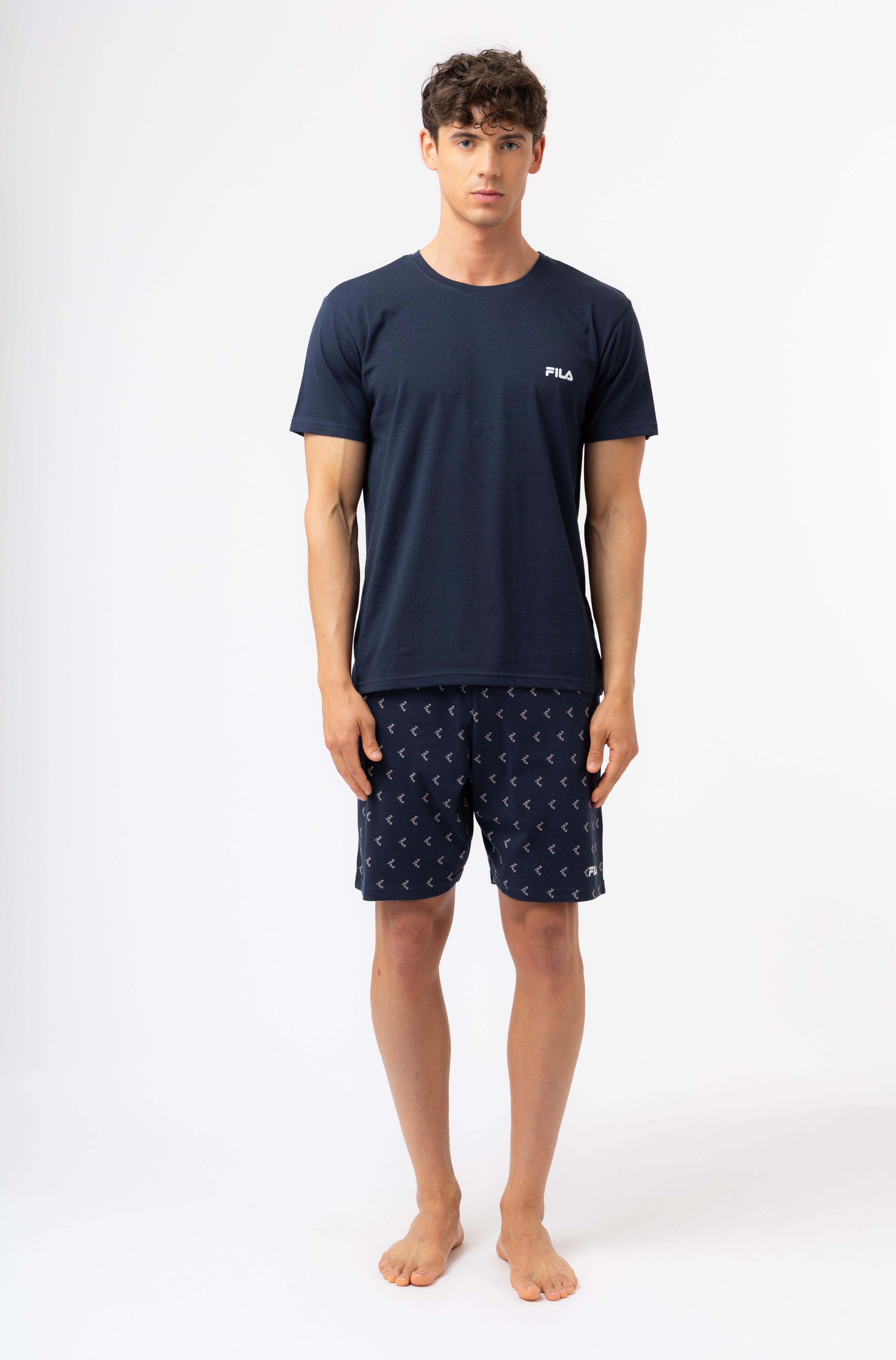 Fila Shorty (2 tlg) mit Rundhalsausschnitt, Kurzarm, Cotton