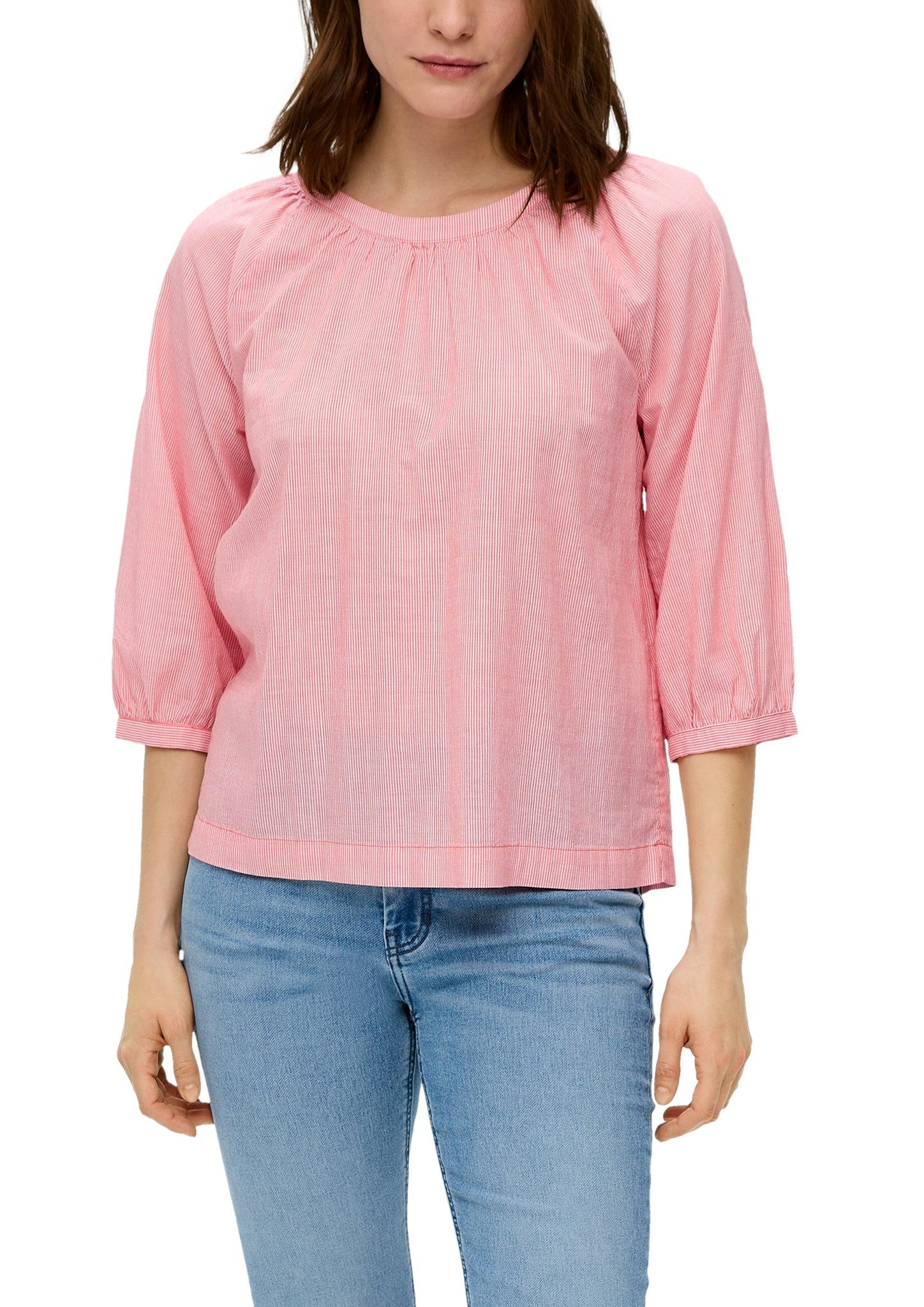 Klassische Bluse s.Oliver Bluse mit Raglanärmeln in Korallrot