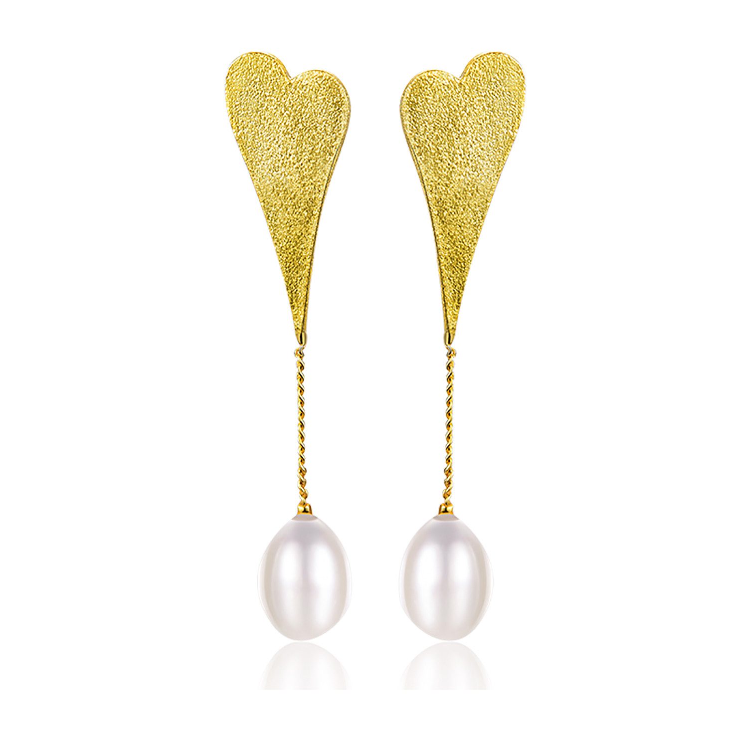 Runde Perlé Perlenohrringe Magdalena, handgefertigte Ohrringe, Süßwasserperlen, 925er Silber, 18K Gold