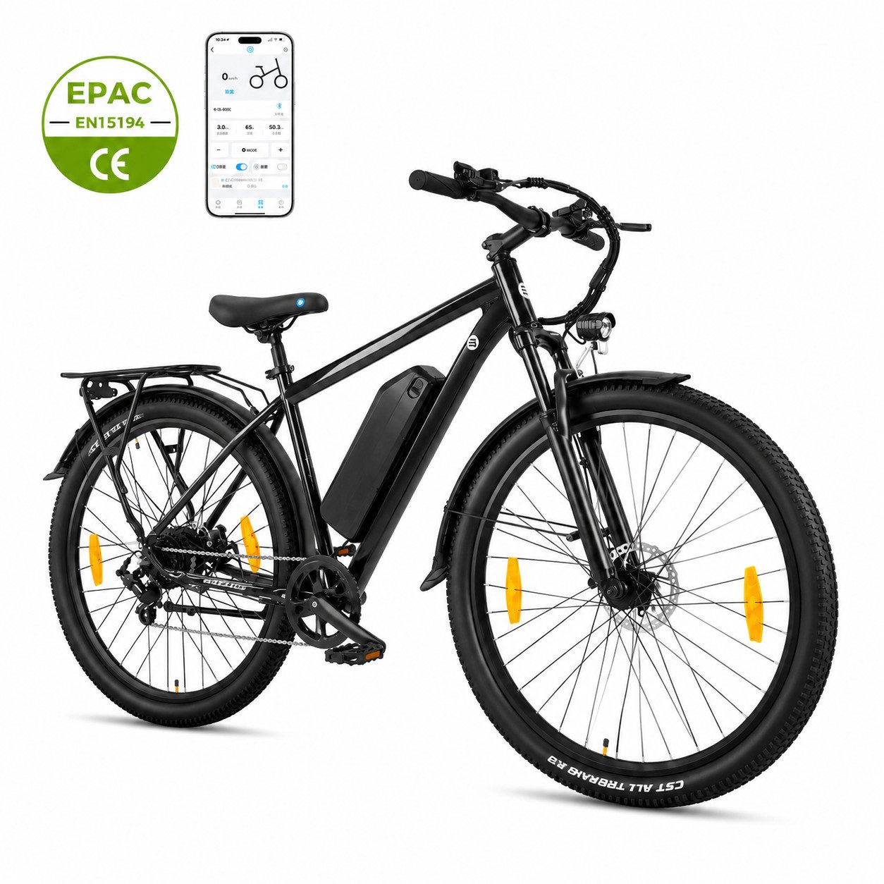 ELEKWHEELS E-Bike Trekkingrad 26" 36V 10,4Ah Akku bis 40km, 250W Heckmotor, Shimano 7-Gang, 7 Gang Shimano Tourney Schaltwerk, Kettenschaltung, Heckmotor, 374 Wh, Federgabel mit Lockout, Rücklicht mit Bremslichtfunktion