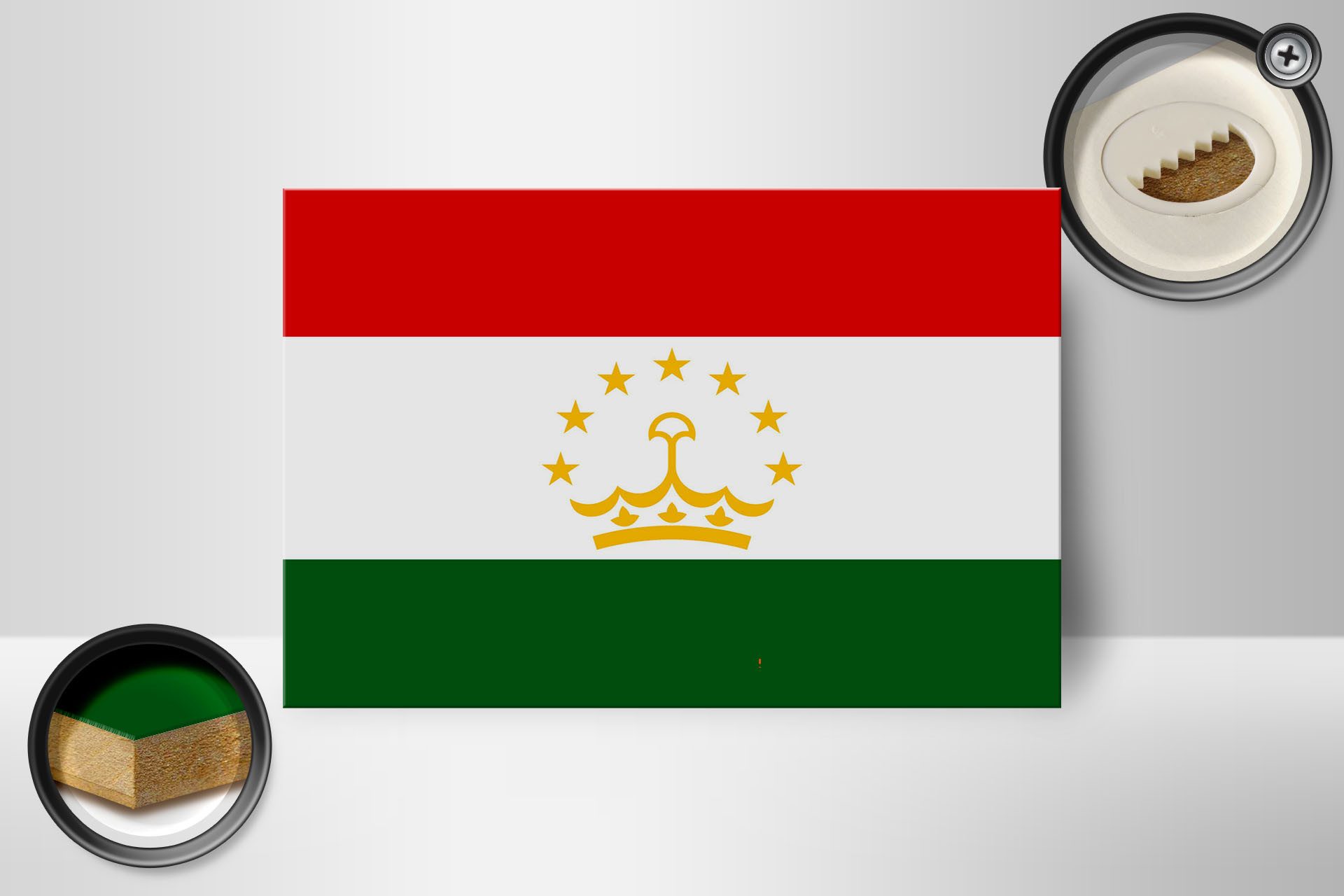 Femer GmbH Holzbild Flagge Tadschikistan 18x12cm Flag of Tajikistan, Flaggen (1 St), Glatte Holzfaserplatte (MDF), vorn beschichtet