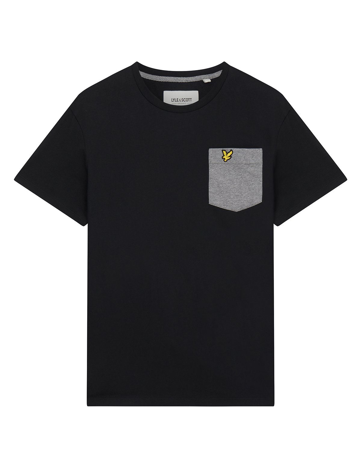 Lyle & Scott mit jet T-Shirt T-Shirt auf Brust LS NOS black/mid der Logostickerei grey