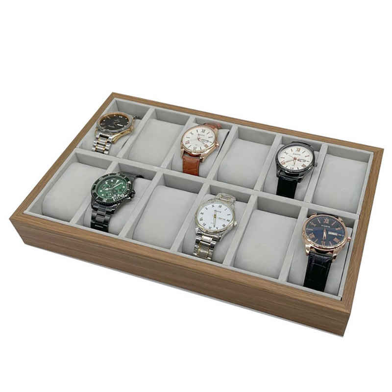 mixed24 Uhrenbox Holz Uhrenaufbewahrung für 12 Uhren (2x6) Uhrenkiste Uhrendisplay