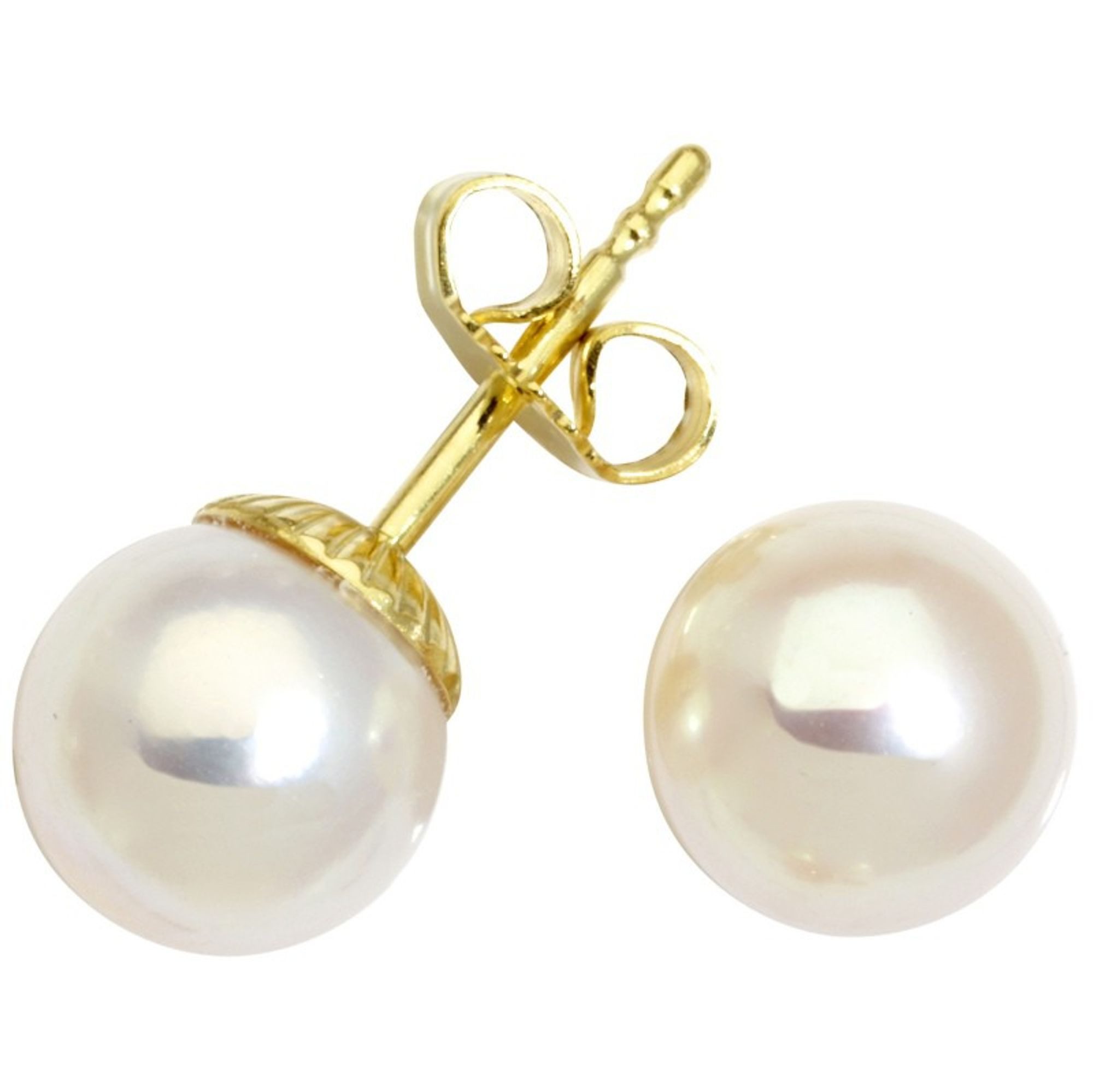 Miamar Paar Ohrstecker SWP8, Miamar SWP8 Damen Ohrstecker 14 Karat (585) Gelbgold Perle Weiß